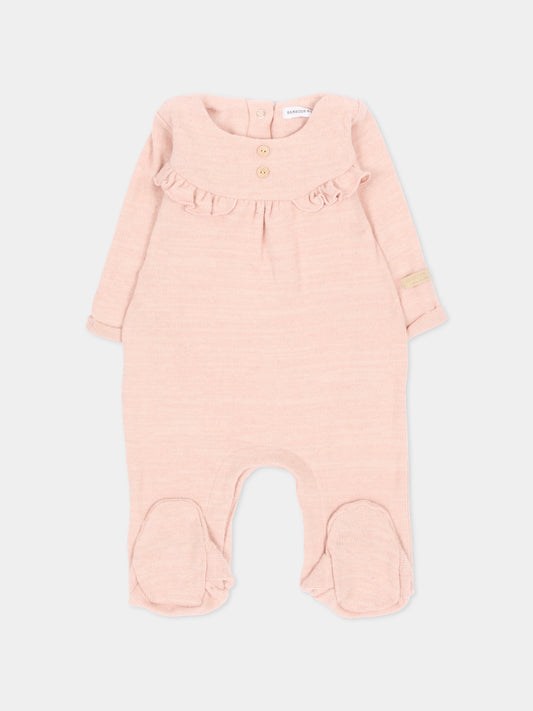 Tutina rosa per neonata con balza,Bamboom,1200TE00088 WARM PINK