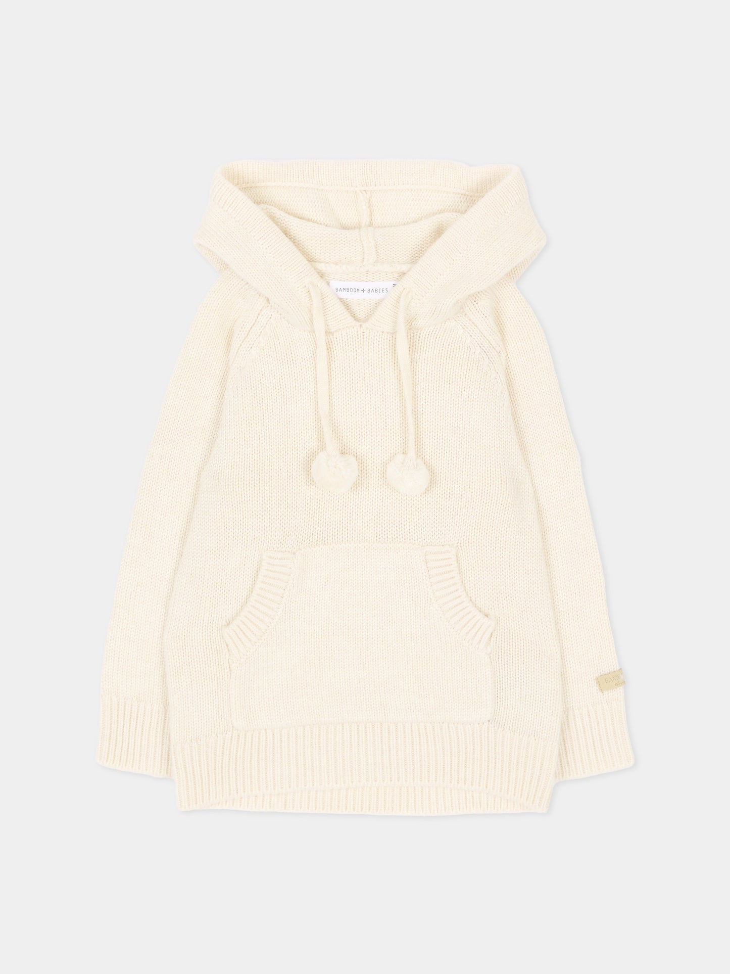 Felpa avorio per neonati con cappuccio,Bamboom,1258 WARM WHITE