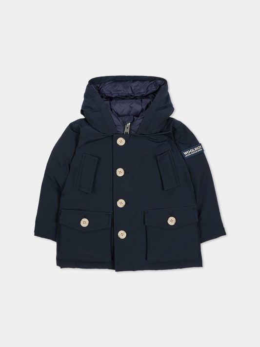 Piumino blu per neonati con cappuccio,Woolrich Kids,CFWKOU0484MBUT0641 UT0641 MLB