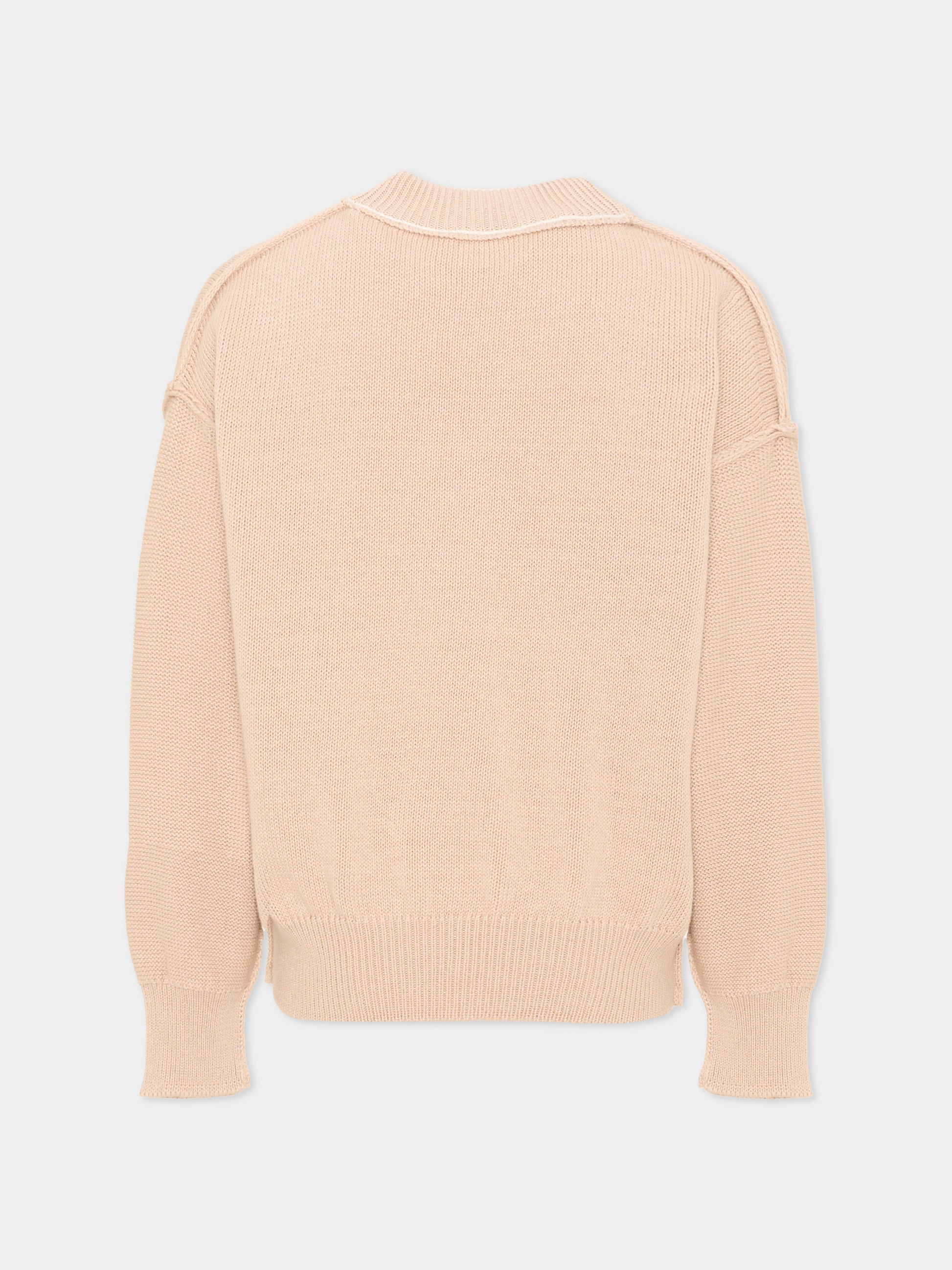 Maglione beige per bambino con logo,Palm Angels,F6PAJBJP146 1531