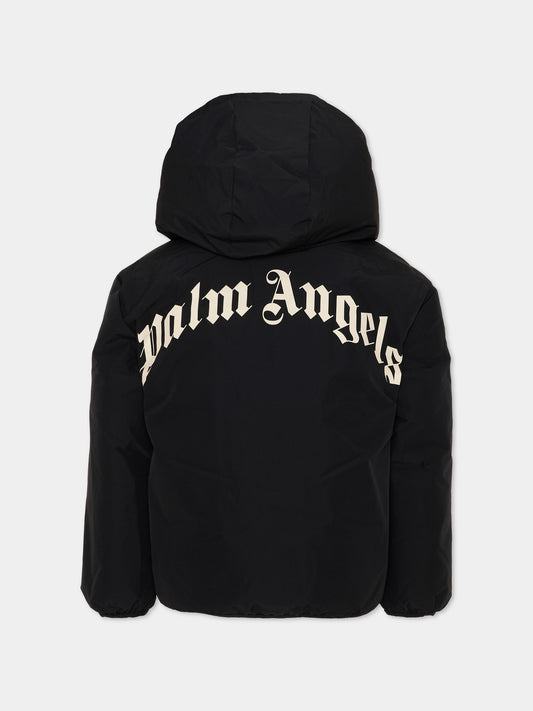 Piumini nero per bambini con logo,Palm Angels,F6PAJBPF007 110