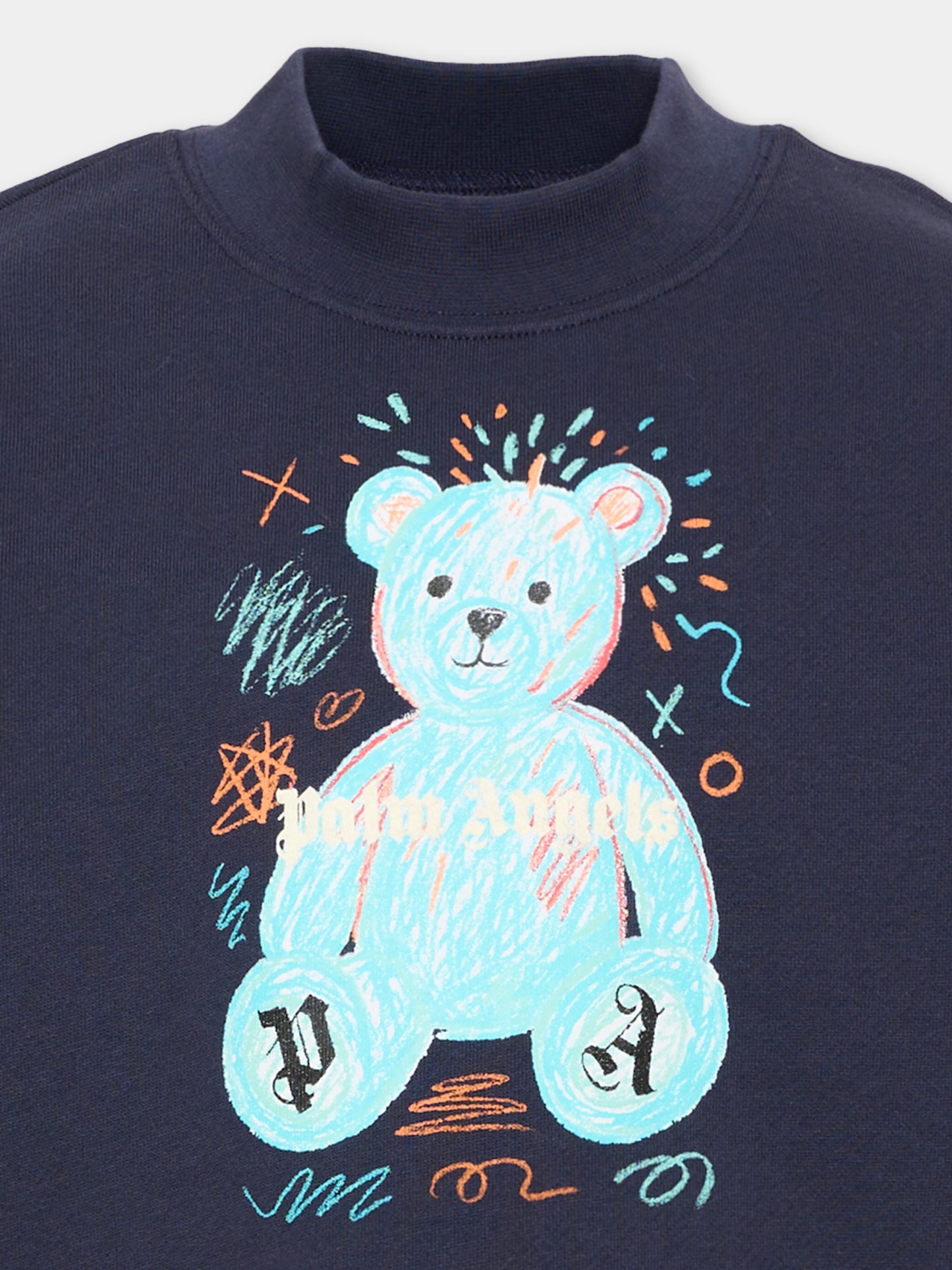 Felpa blu per bambino con teddy bear,Palm Angels,F6PAJBSW102 1528