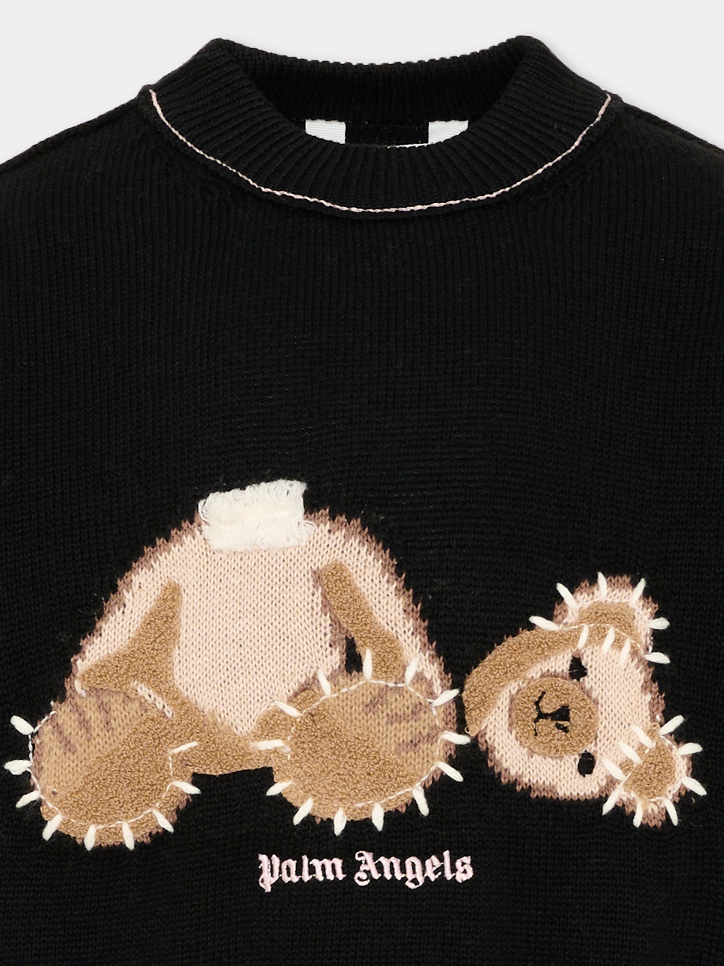 Maglione nero per bambina con Teddy Bear,Palm Angels,F6PAJGJP156 110
