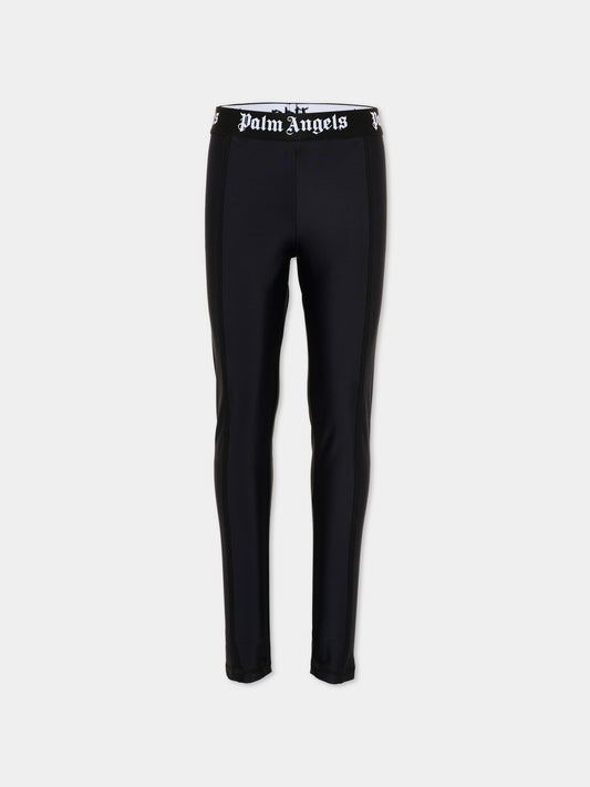 Leggings nero per bambina con logo,Palm Angels,F6PAJGLG127 110