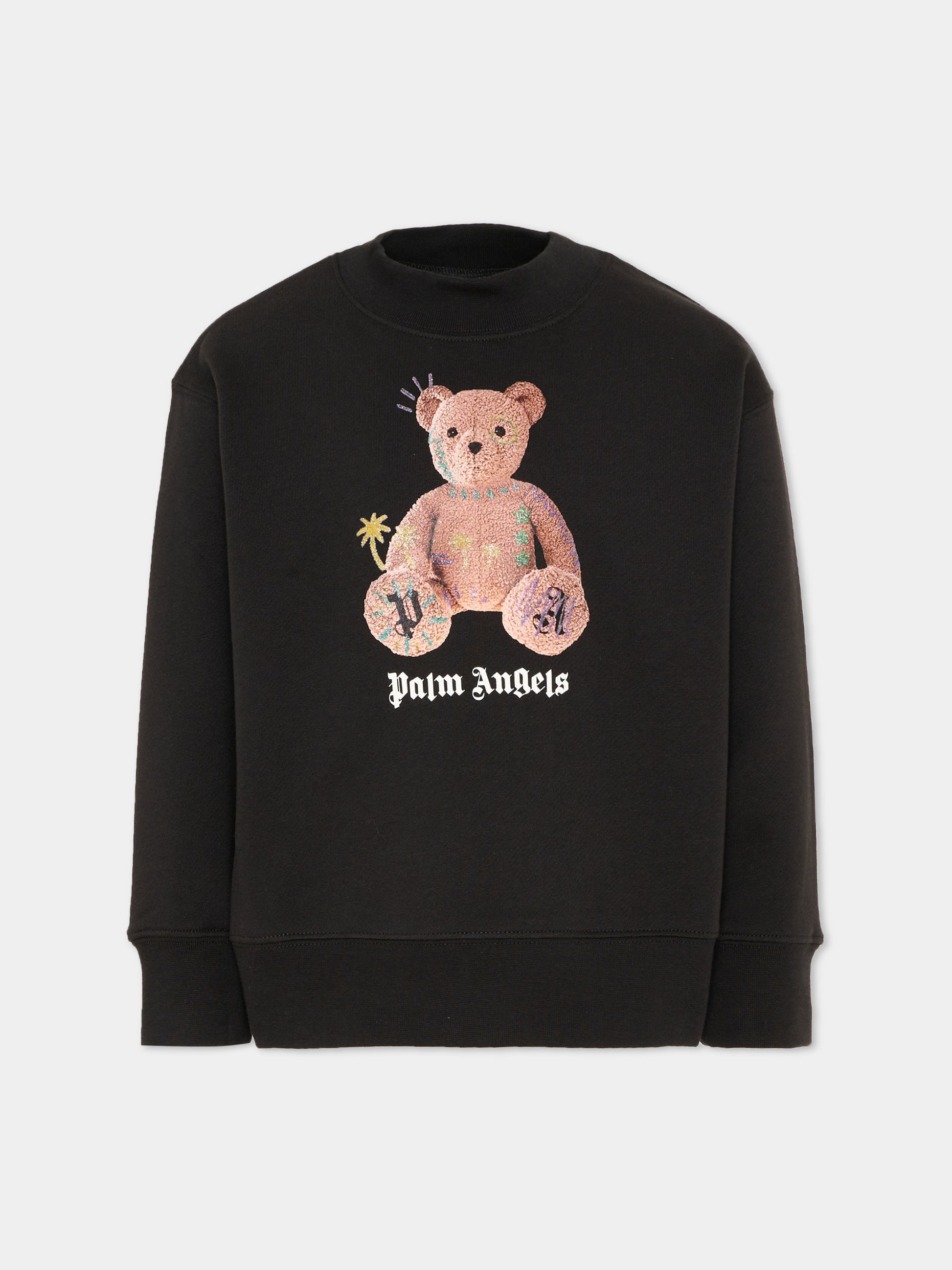 Felpa nera per bambina con Teddy Bear,Palm Angels,F6PAJGSW078 110