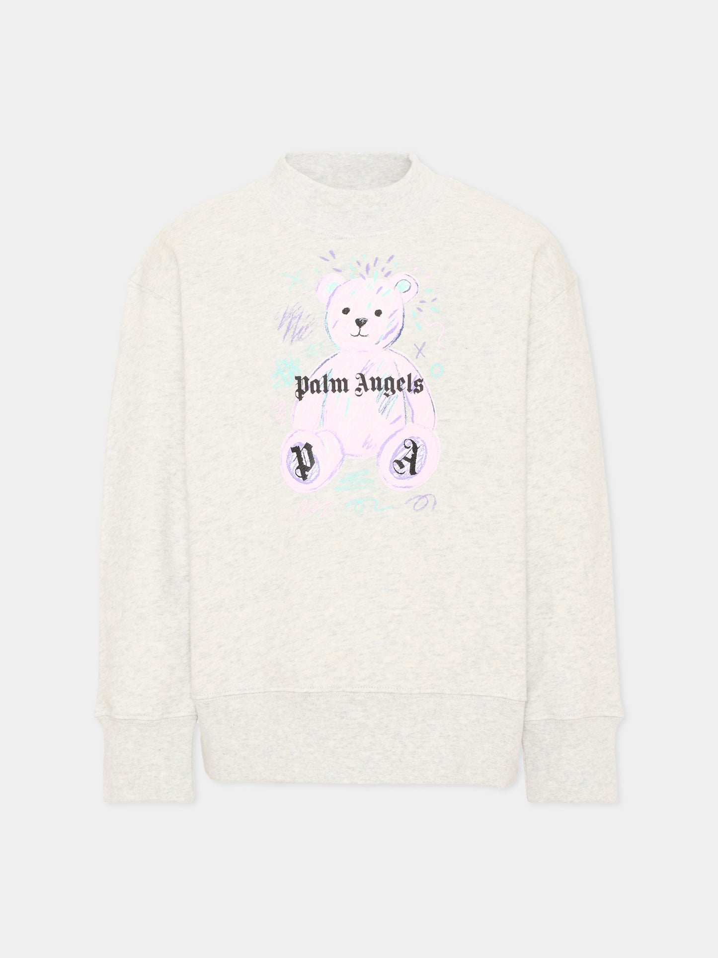 Felpa grigia per bambina con teddy bear,Palm Angels,F6PAJGSW080 101