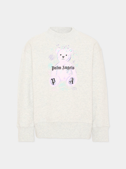 Felpa grigia per bambina con teddy bear,Palm Angels,F6PAJGSW080 101