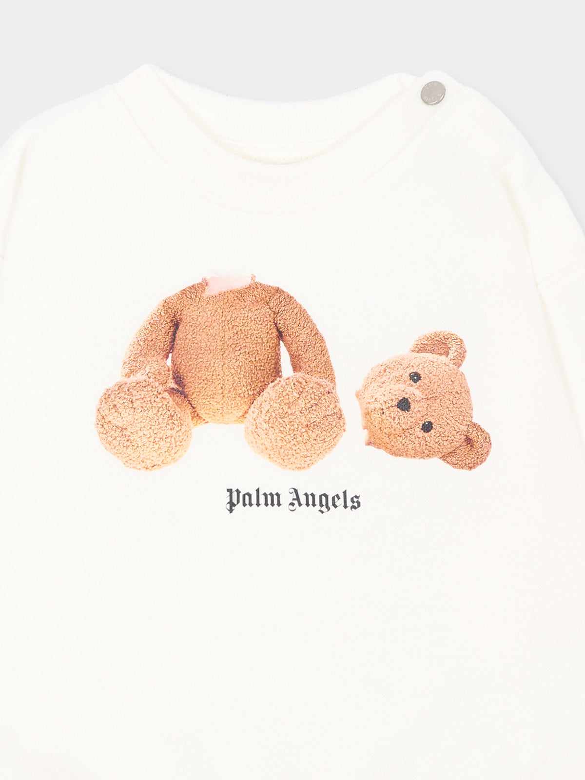 Felpa bianca per neonato con teddy bear,Palm Angels,F6PANBSW192 412