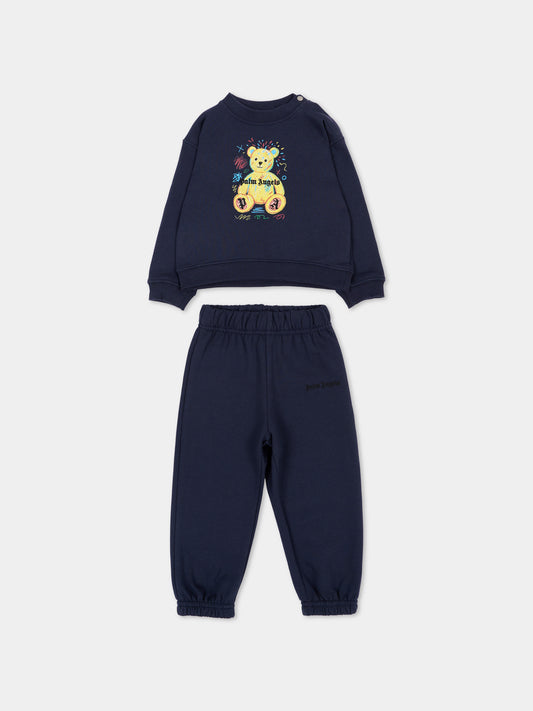 Completo sportivo lungo blu per neonato,Palm Angels,F6PANBTP197 1528