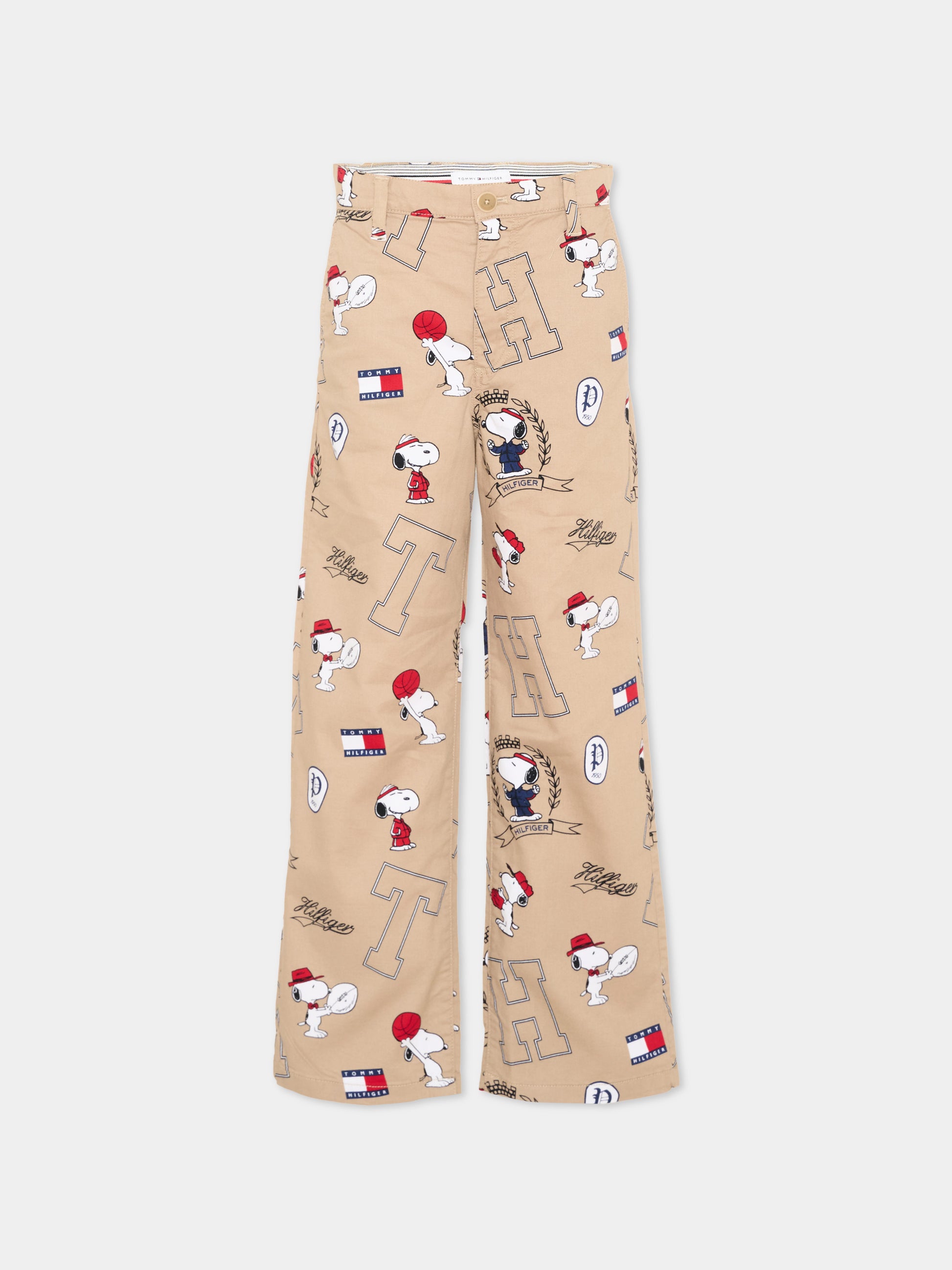 Pantalone beige per bambino stampato,Tommy Hilfiger Junior,KB0KB10669 0F8