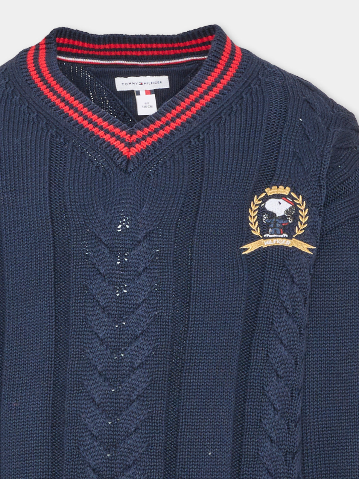 Maglione blu per bambino con trecce,Tommy Hilfiger Junior,KS0KS00763 C1G