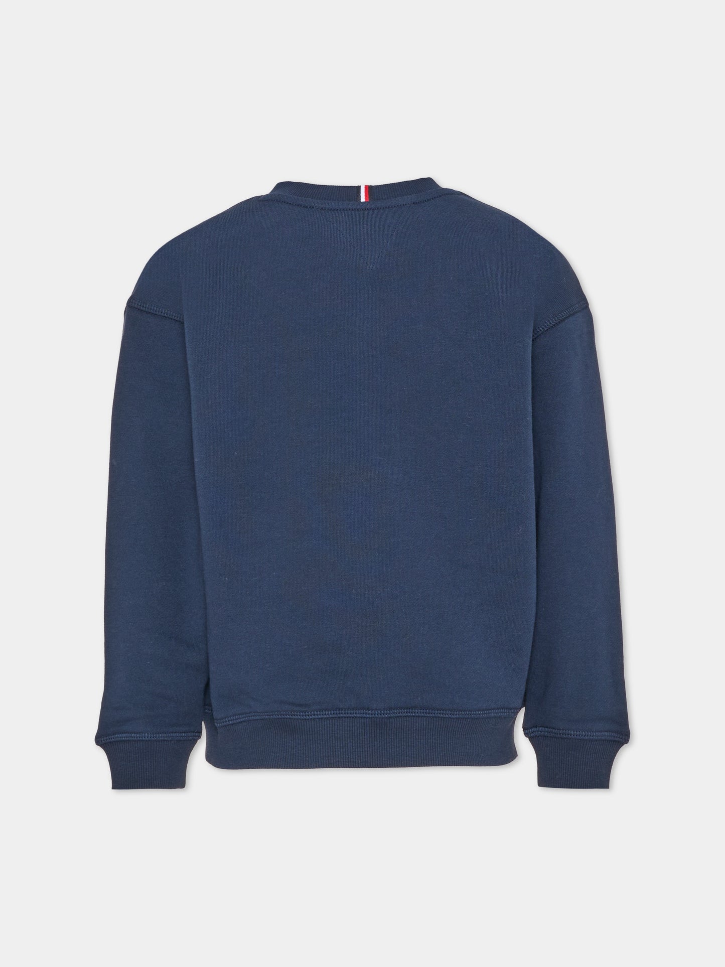 Felpa girocollo blu per bambini con logo