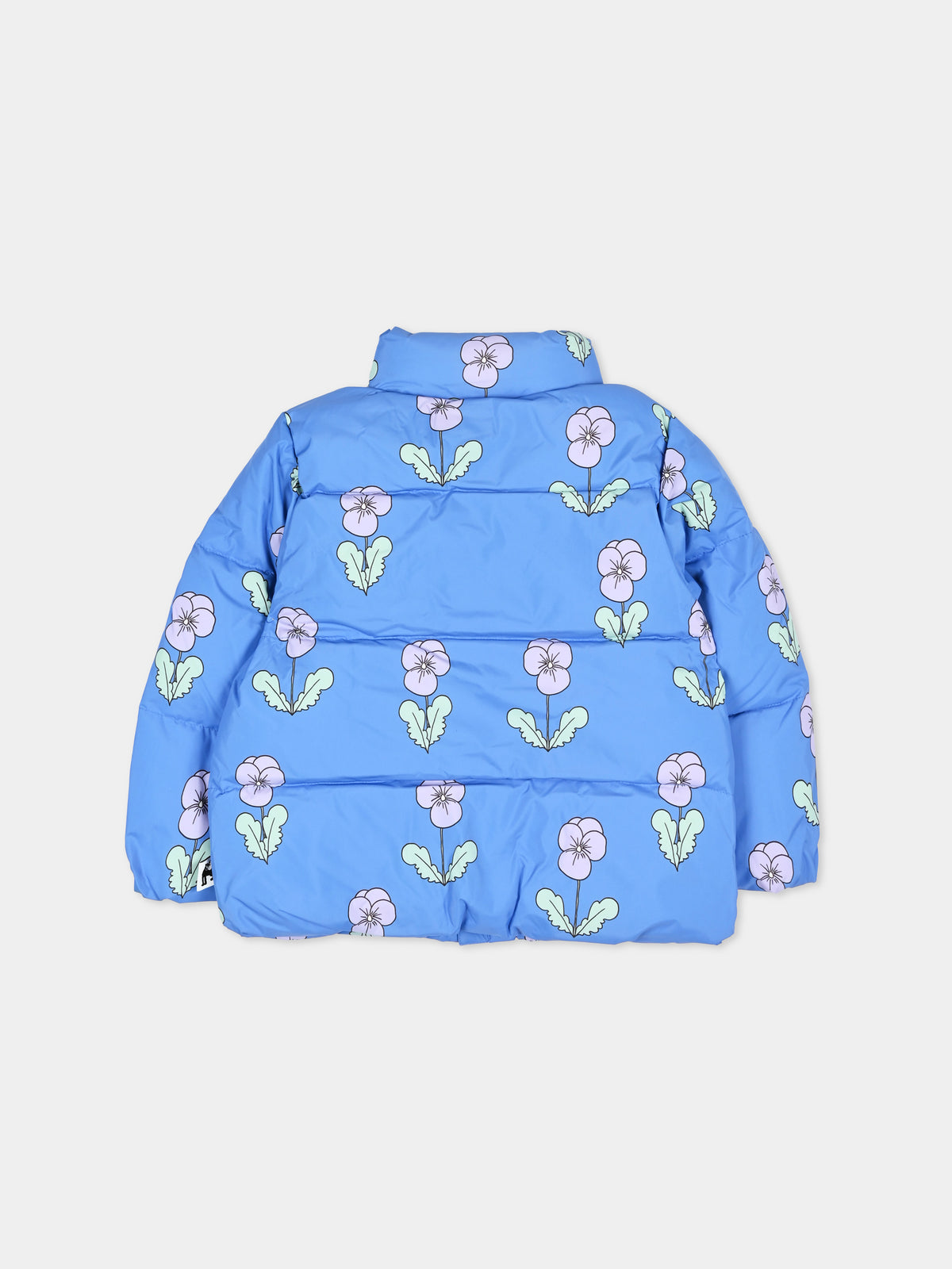 Piumino azzurro per bambina con stampa floreale,Mini Rodini,2671010260