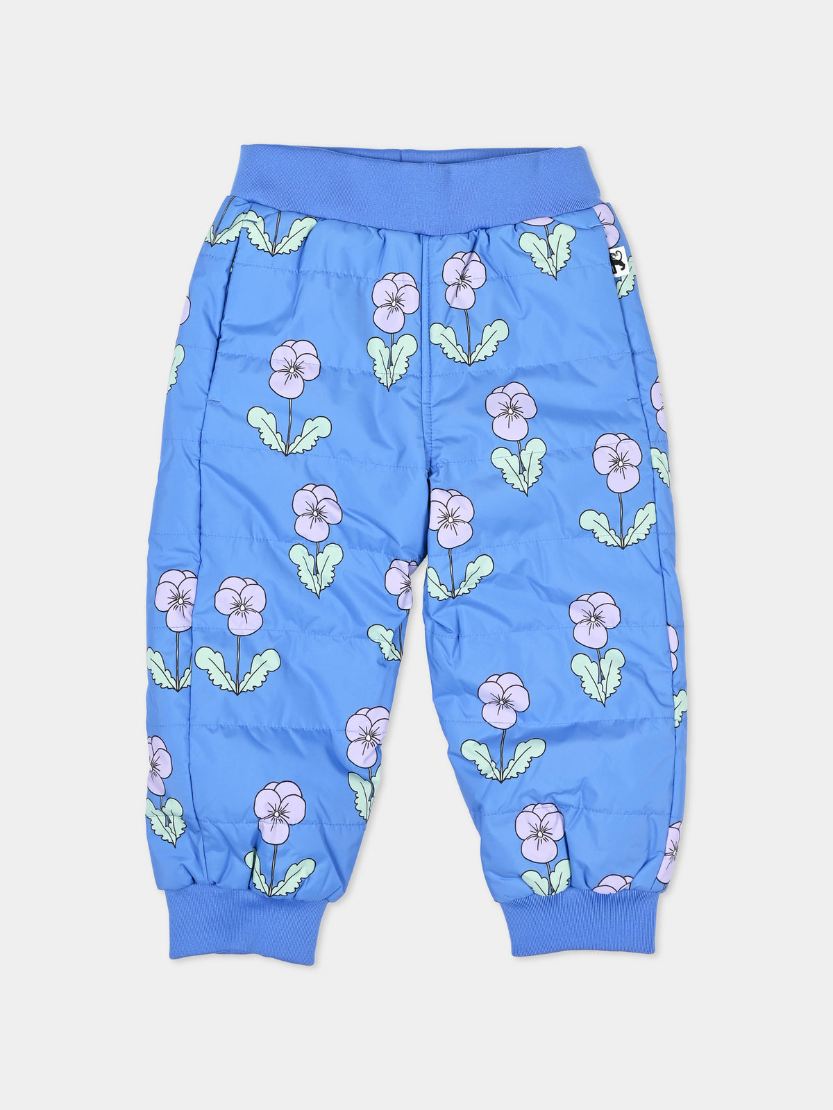 Pantalone azzurro per bambina floreale,Mini Rodini,2671011860
