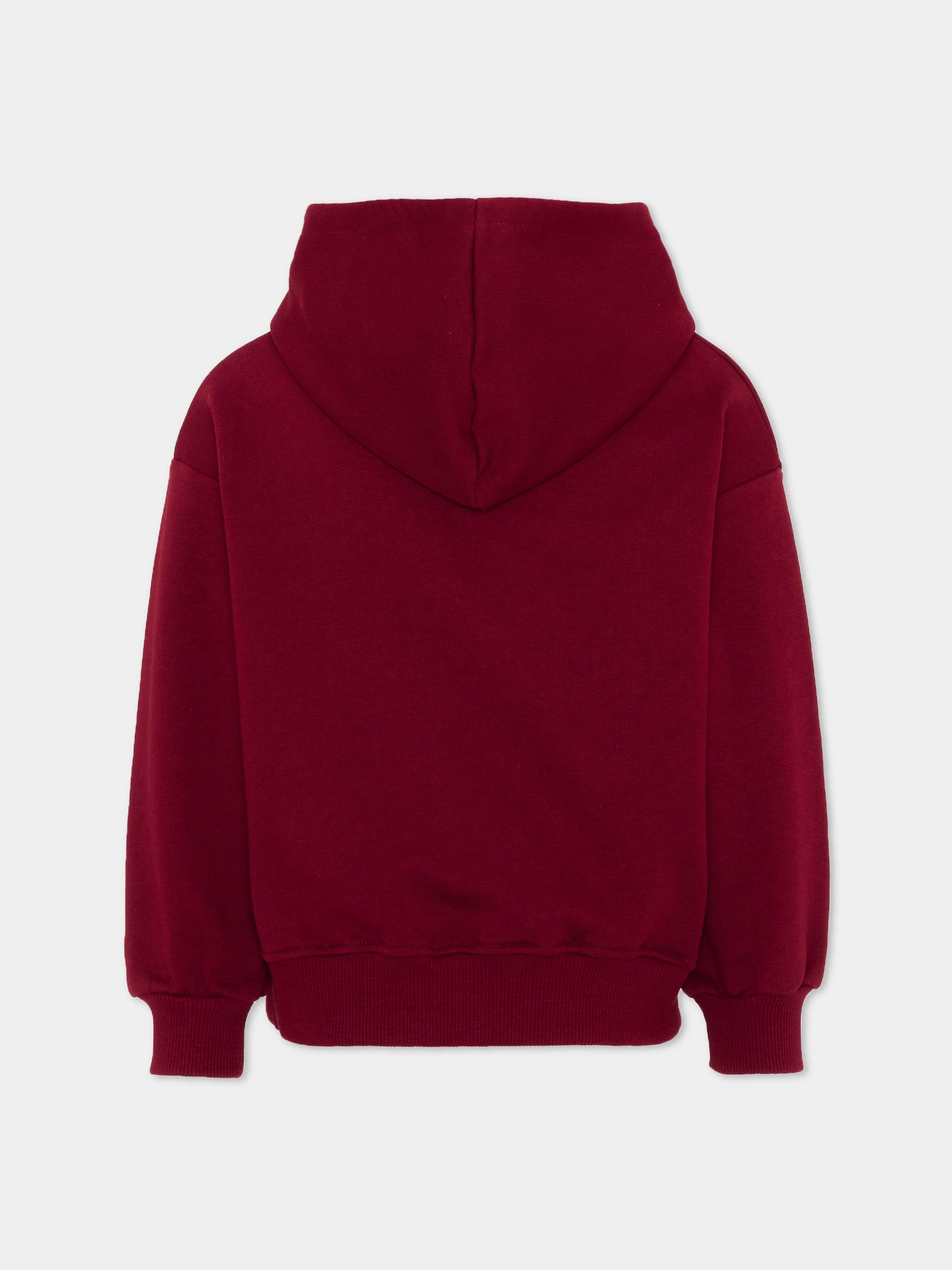 Felpa con cappuccio per bambini bordeaux con logo,Roberto Cavalli Kids,CBA26067FE RED_PORT