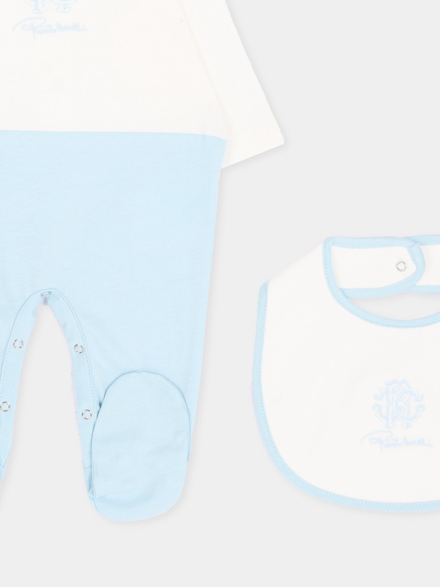 Set tutina celeste per neonato con logo,Roberto Cavalli Kids,CLA26051TU SKYRIDE/A.