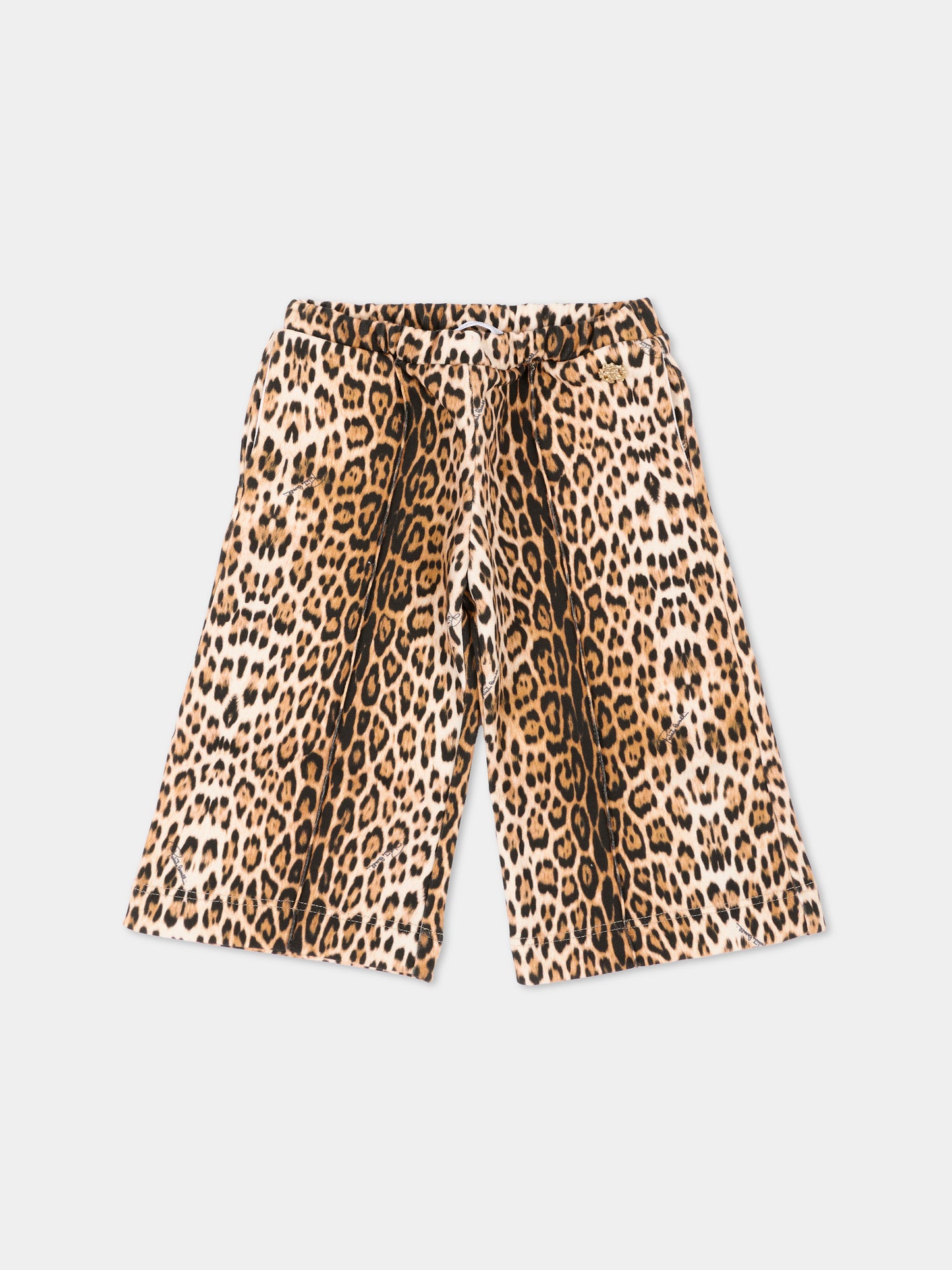 Pantalone marrone animalier per neonata,Roberto Cavalli Kids,CIA26045PA GIAG.NATUR