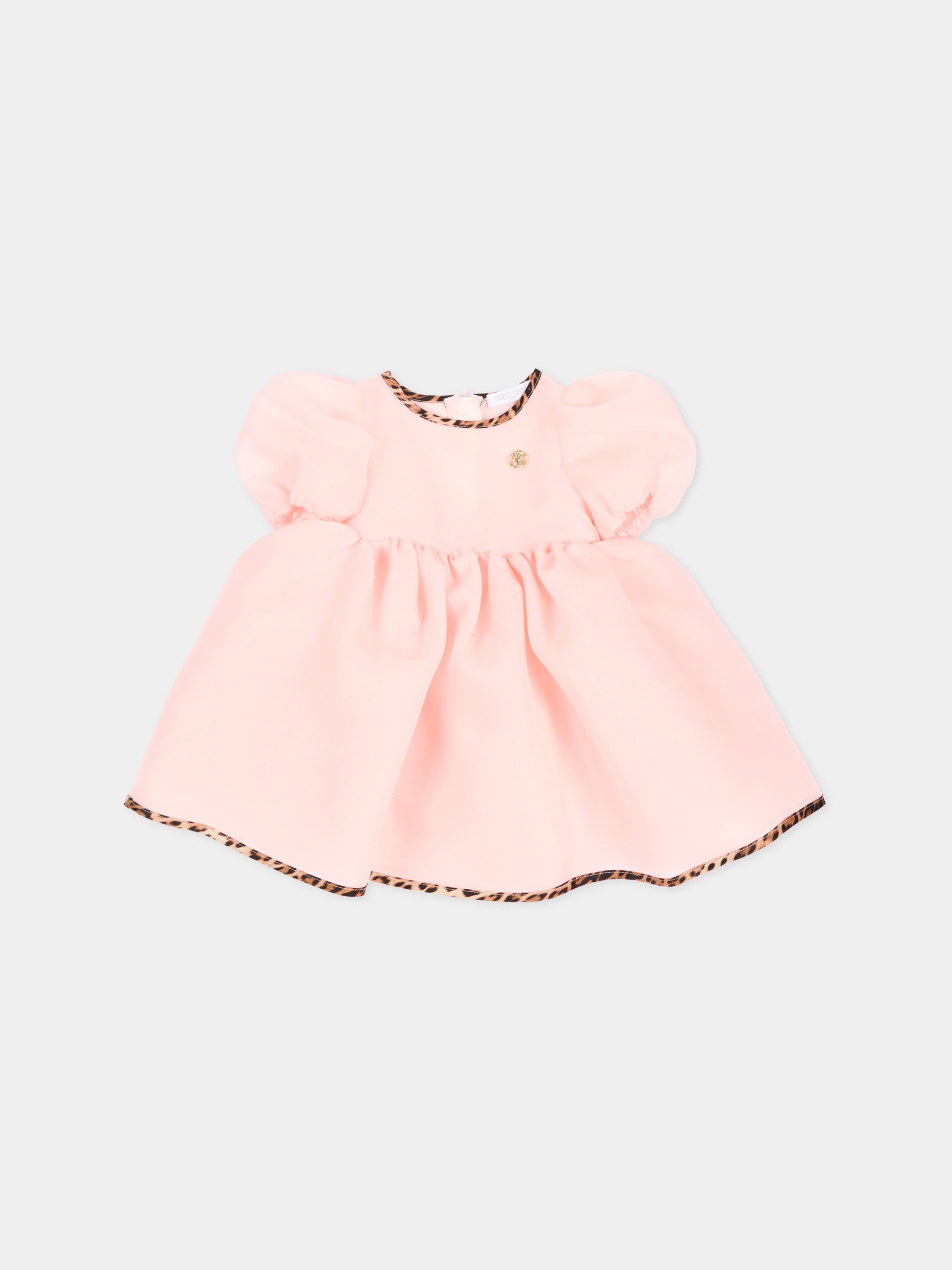 Abito elegante rosa per neonata profili animalier,Roberto Cavalli Kids,CIA26015VE PINK_H/G.N