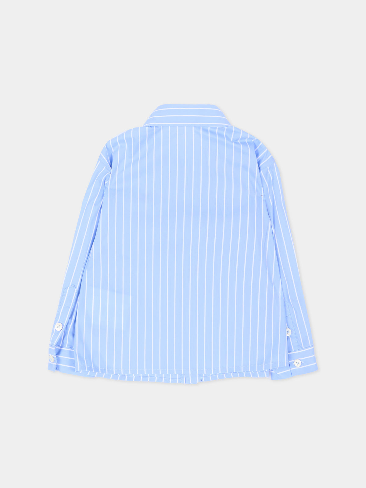 Camicia a manica lunga azzurra per neonato rigata,Roberto Cavalli Kids,CIA26132CA SKYRIDE/WH
