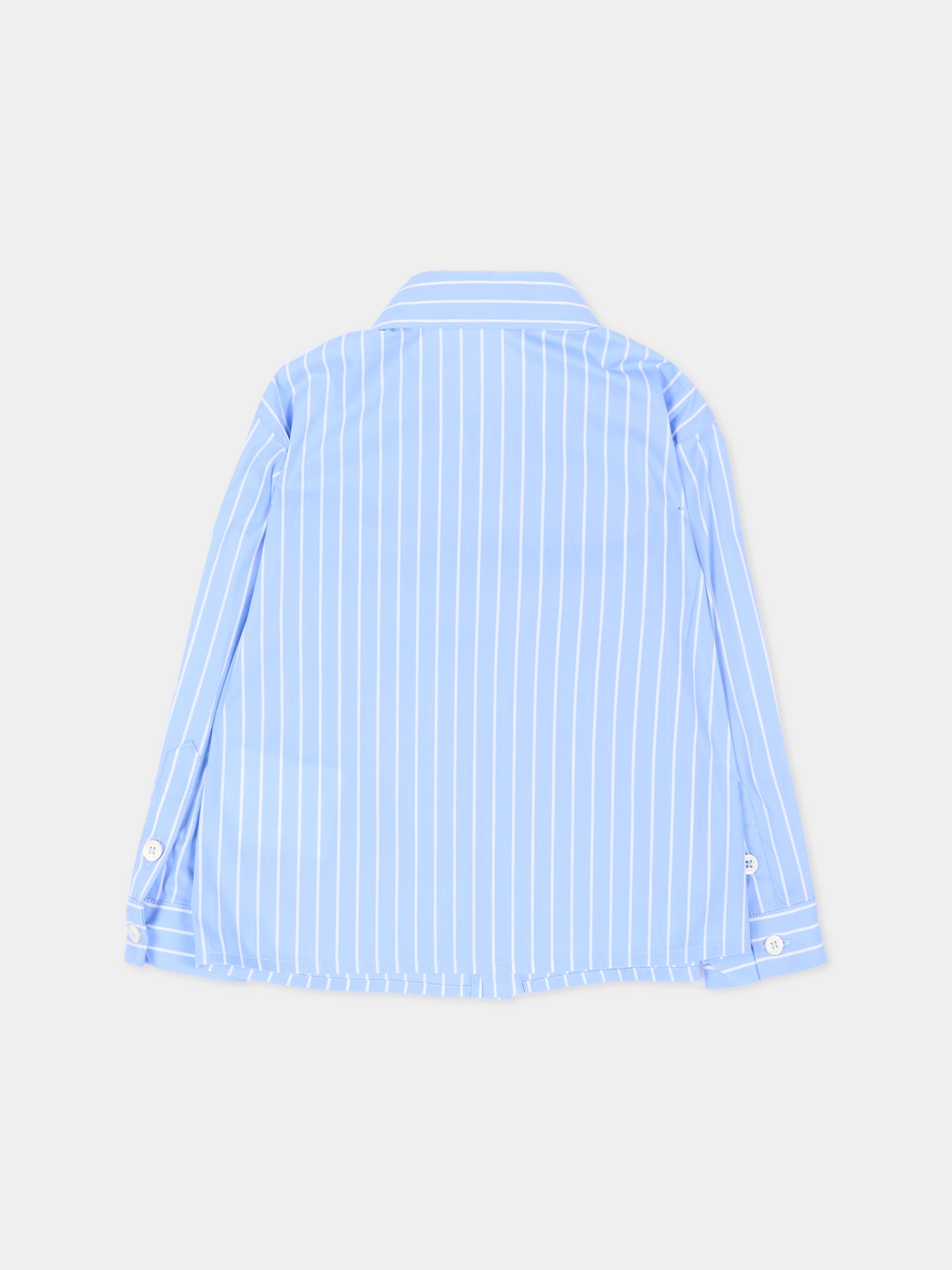 Camicia a manica lunga azzurra per neonato rigata,Roberto Cavalli Kids,CIA26132CA SKYRIDE/WH