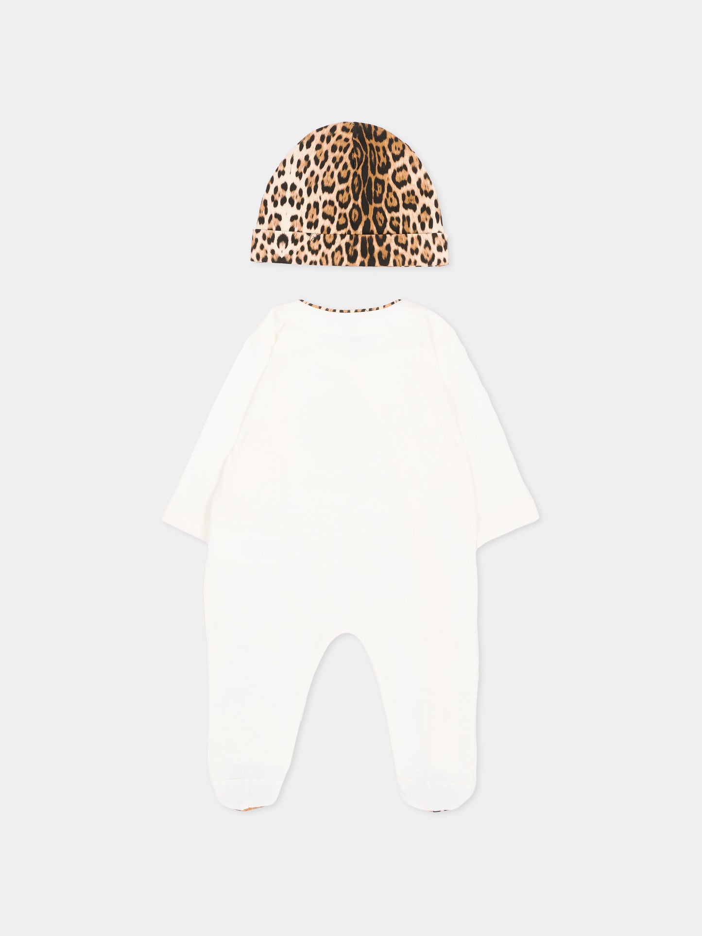 Set tutina avorio animalier per neonati con logo,Roberto Cavalli Kids,CLA26019TU AVOR.CC/GN