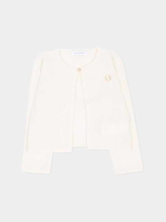 Cardigan avorio per neonata,Roberto Cavalli Kids,CLA26061CD AVORIO_C.C