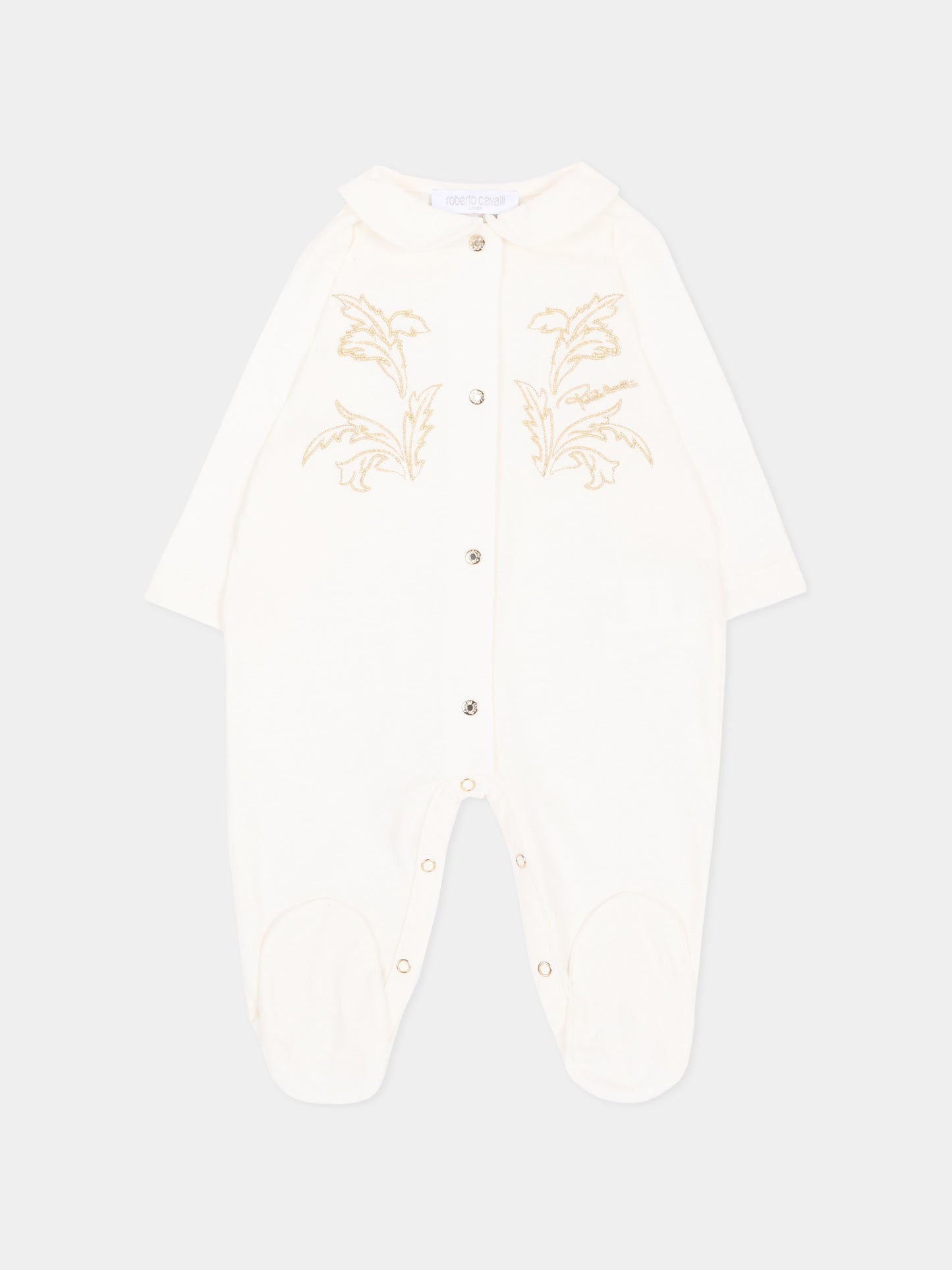 Set tutina avorio per neonati con ricamo,Roberto Cavalli Kids,CLA26030TU AVORIO_C.C