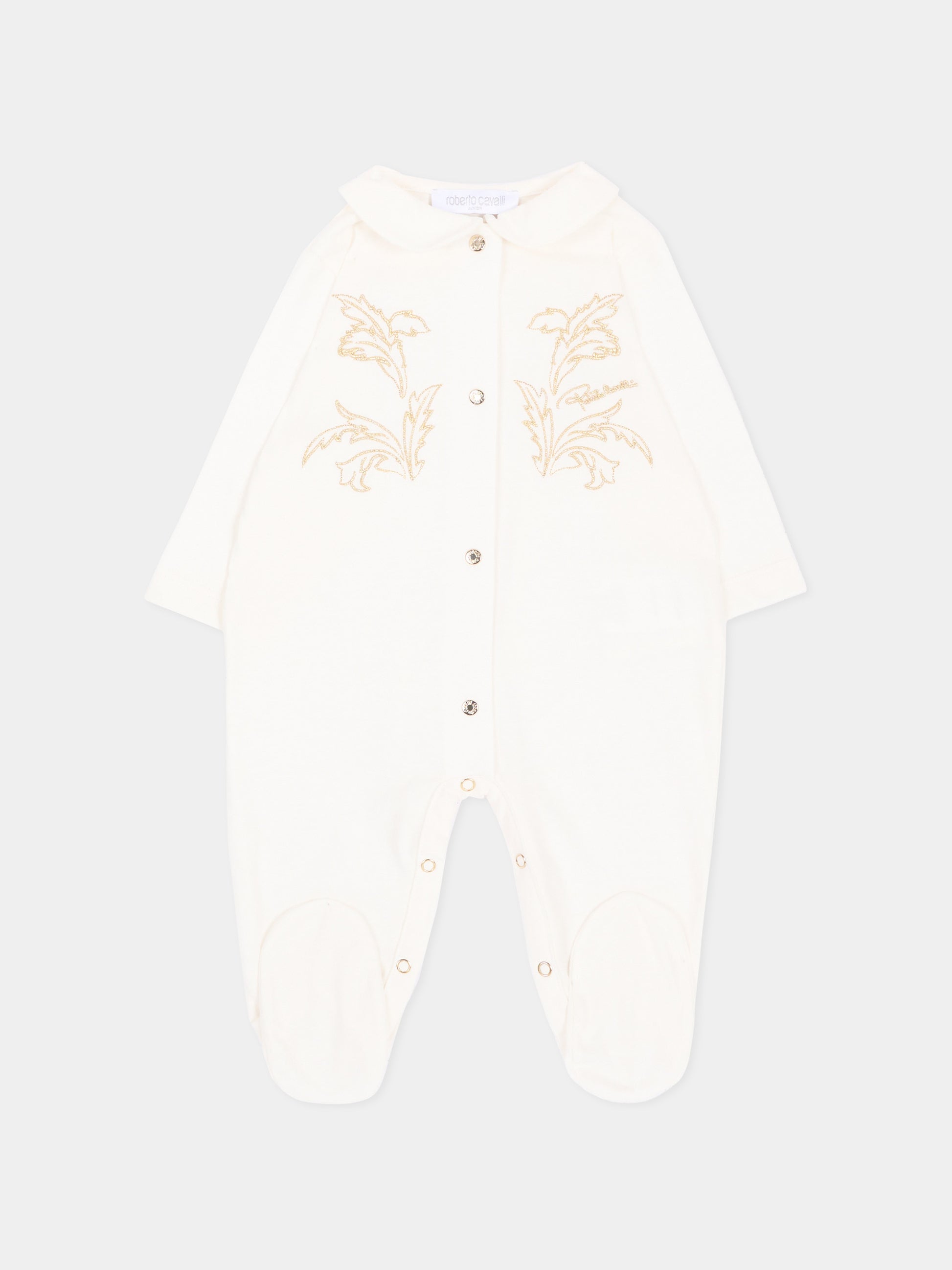 Set tutina avorio per neonati con ricamo,Roberto Cavalli Kids,CLA26030TU AVORIO_C.C