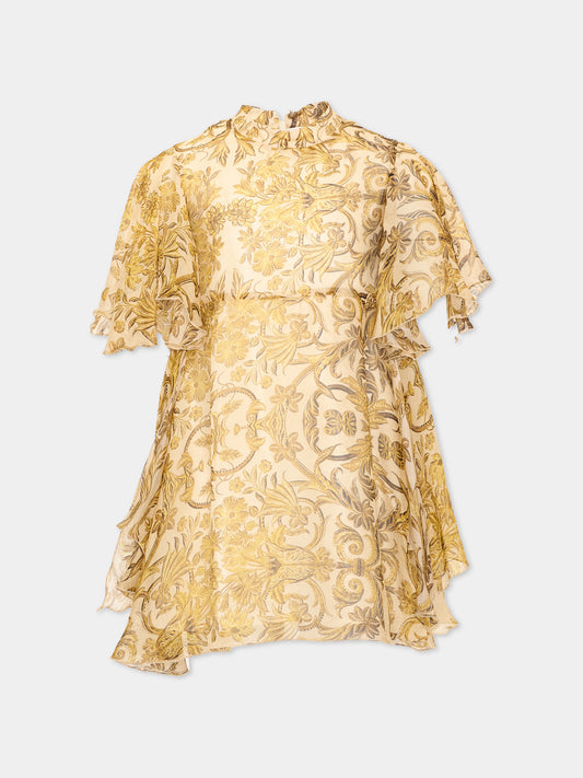 Abito elegante oro per bambina,Roberto Cavalli Kids,CGA26031VE MAIOL.ORO