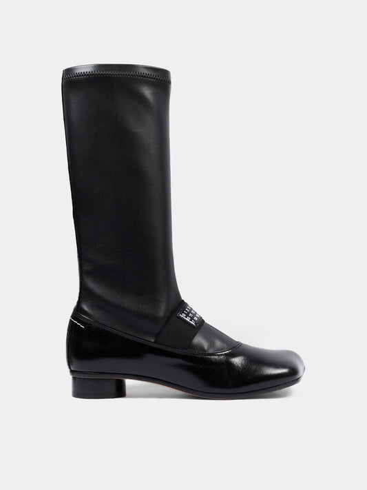 Stivale nero per bambina con logo,Mm6 Maison Margiela,83896 VAR1