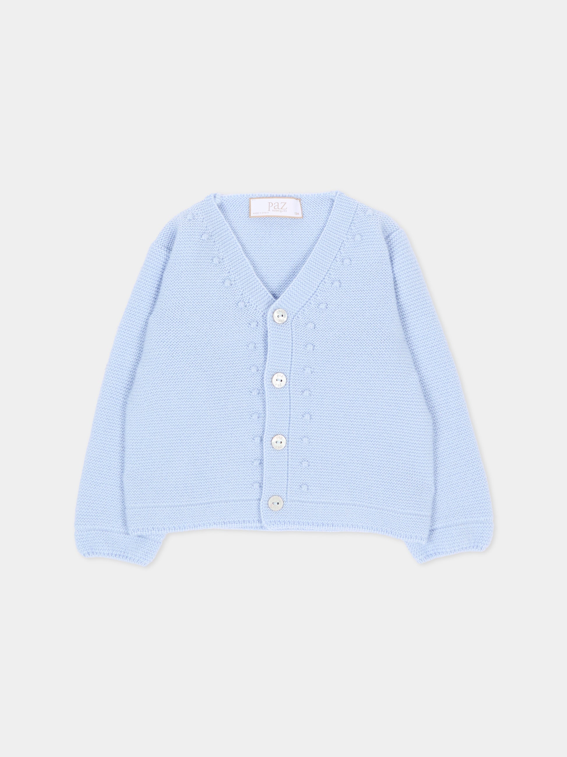 Cardigan celeste per neonato in maglia,Paz Rodríguez,001 111852 20 H56