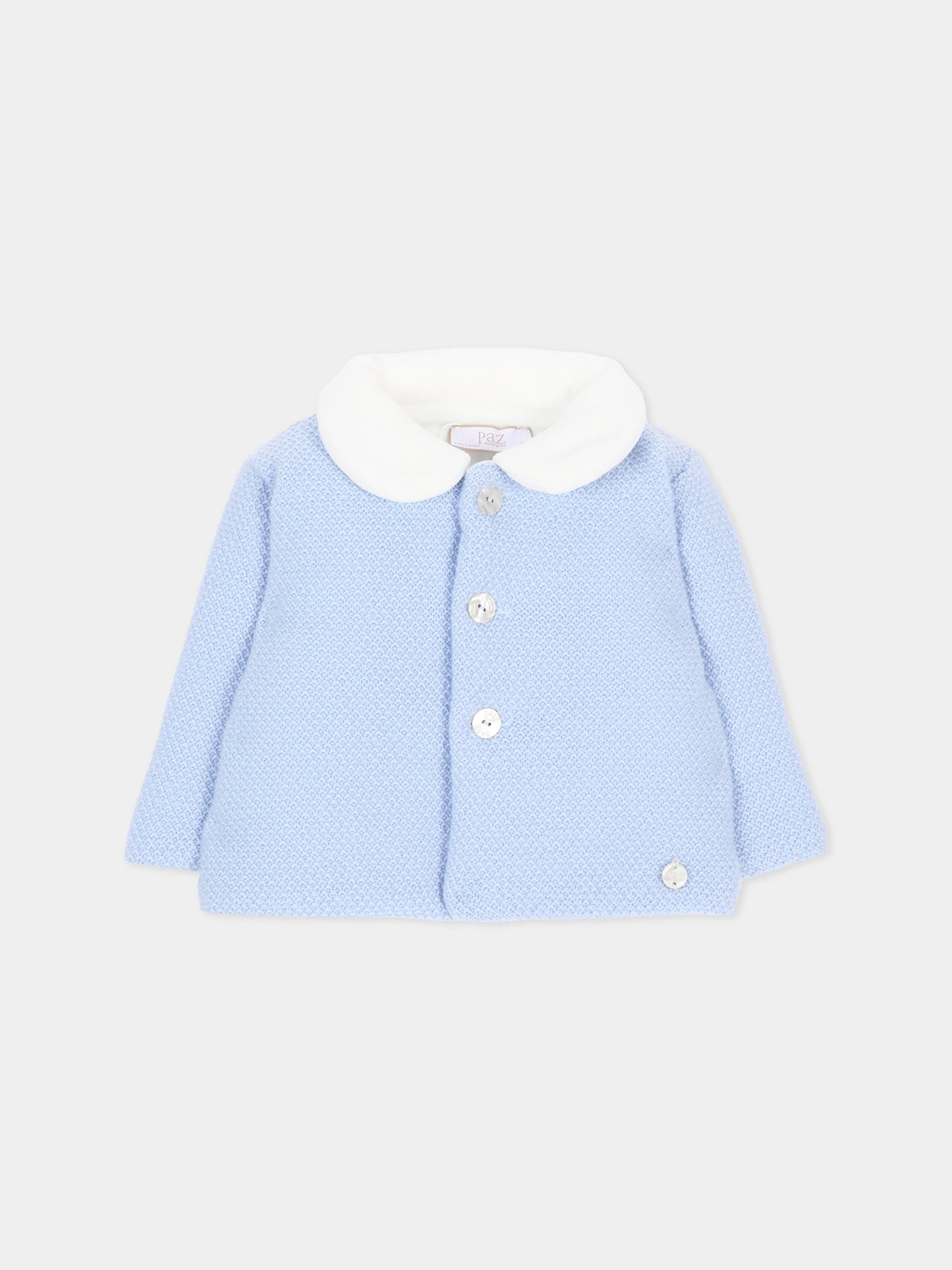 Cappotto celeste per neonato in maglia,Paz Rodríguez,012 113918 20 H56