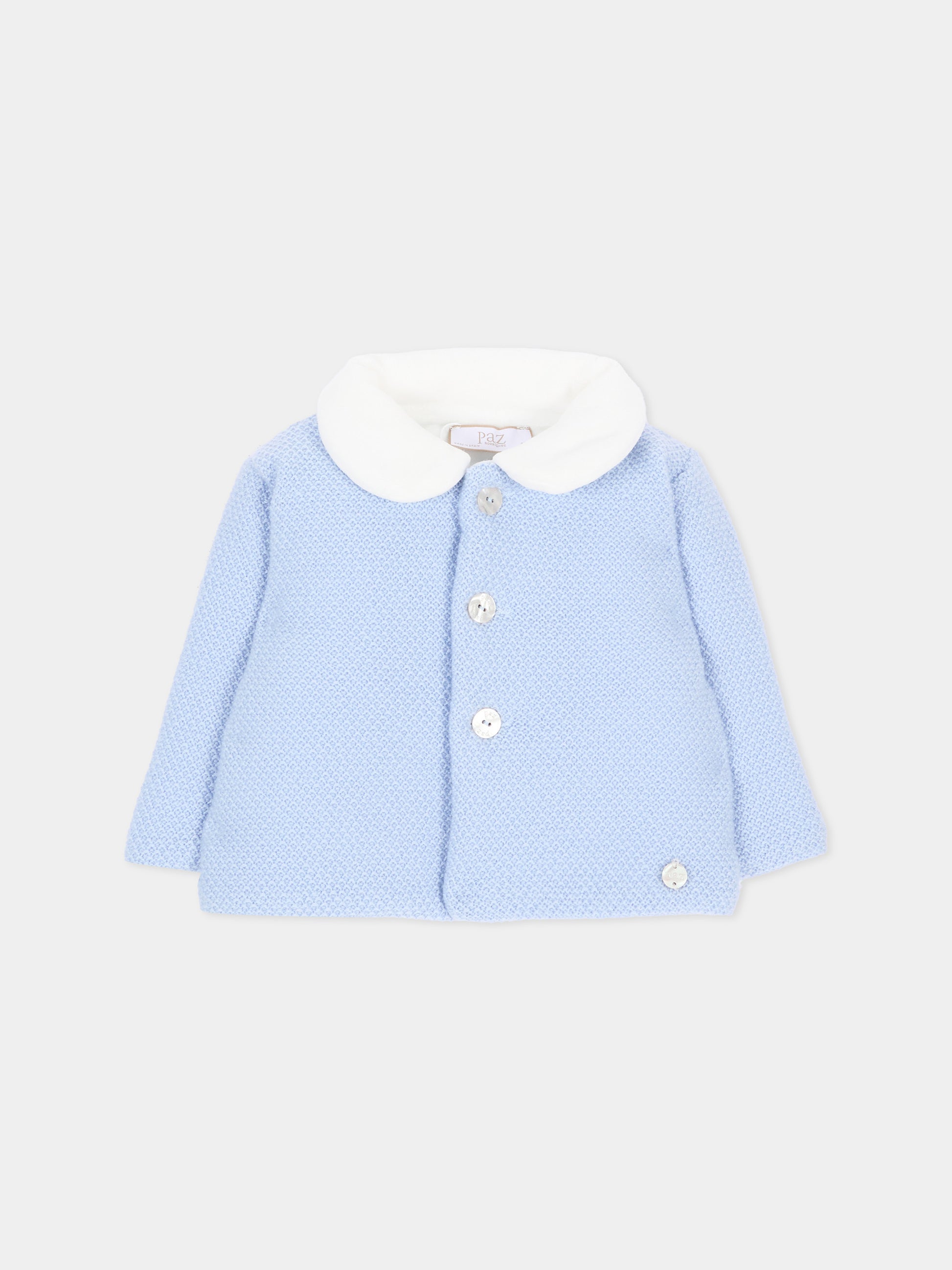Cappotto celeste per neonato in maglia,Paz Rodríguez,012 113918 20 H56