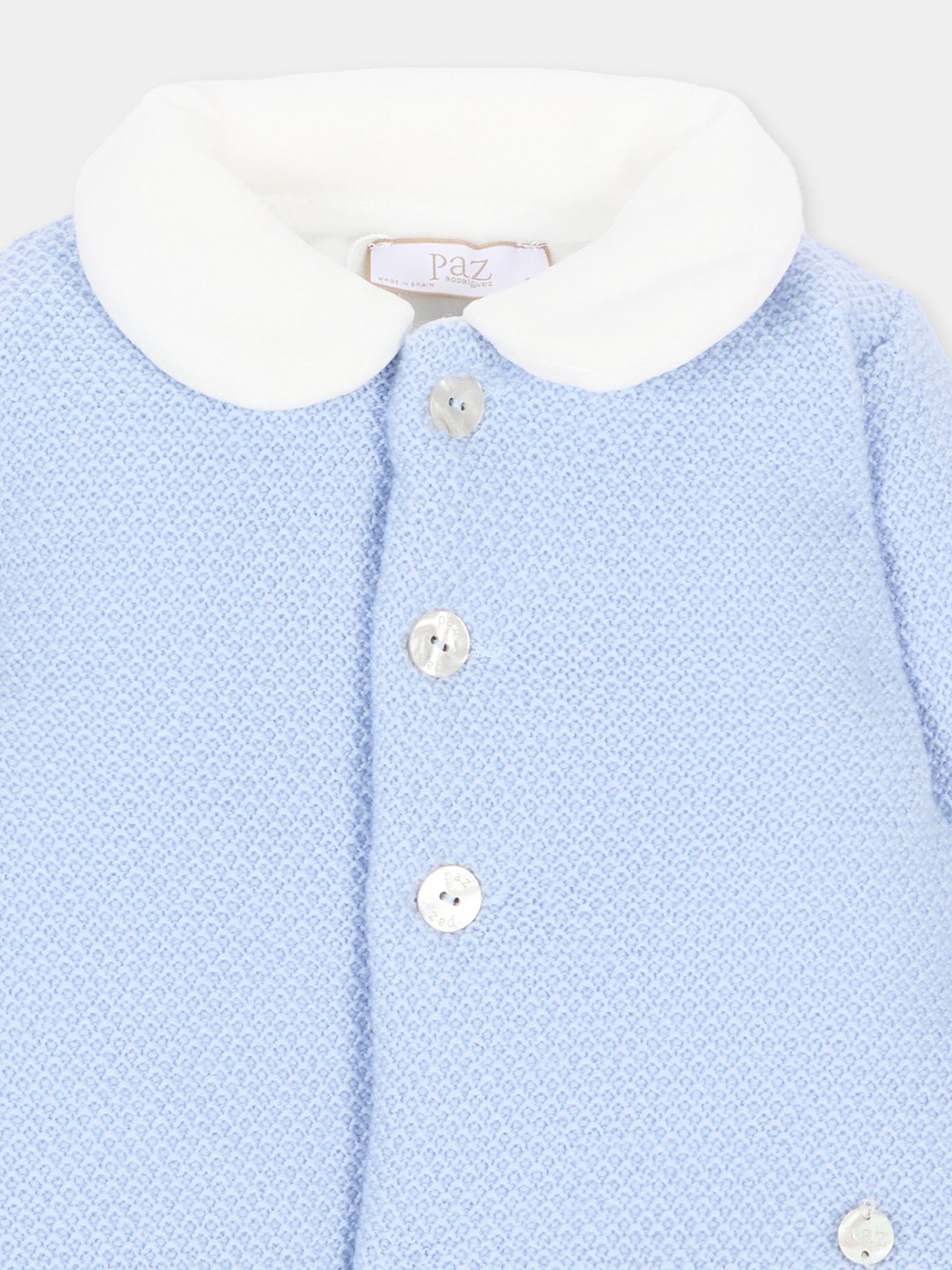 Cappotto celeste per neonato in maglia,Paz Rodríguez,012 113918 20 H56