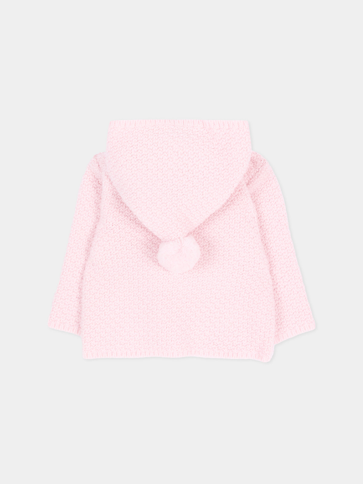Cappotto rosa per neonata con pompon in maglia,Paz Rodríguez,012 114140 30 H56