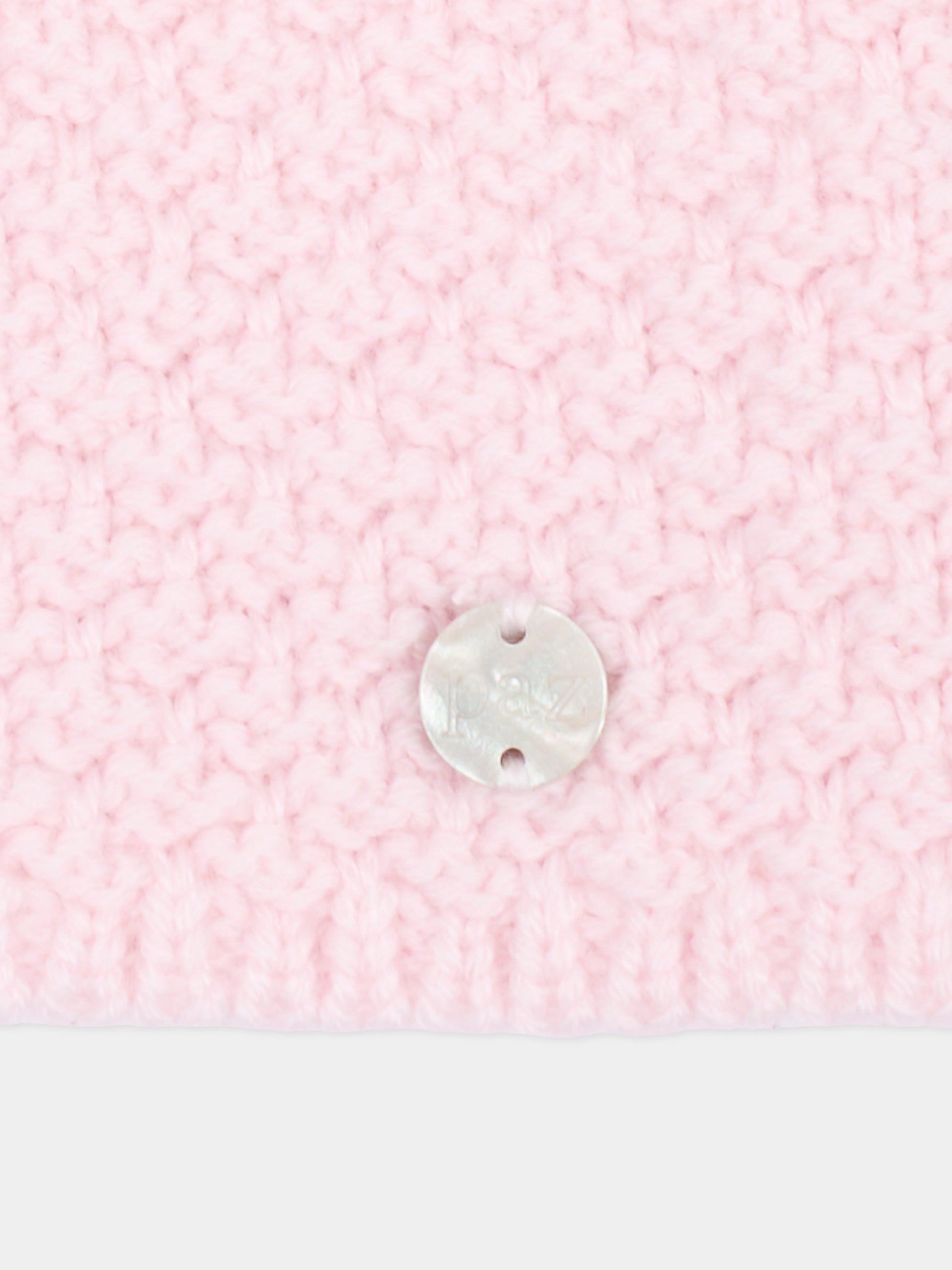 Cappotto rosa per neonata con pompon in maglia,Paz Rodríguez,012 114140 30 H56