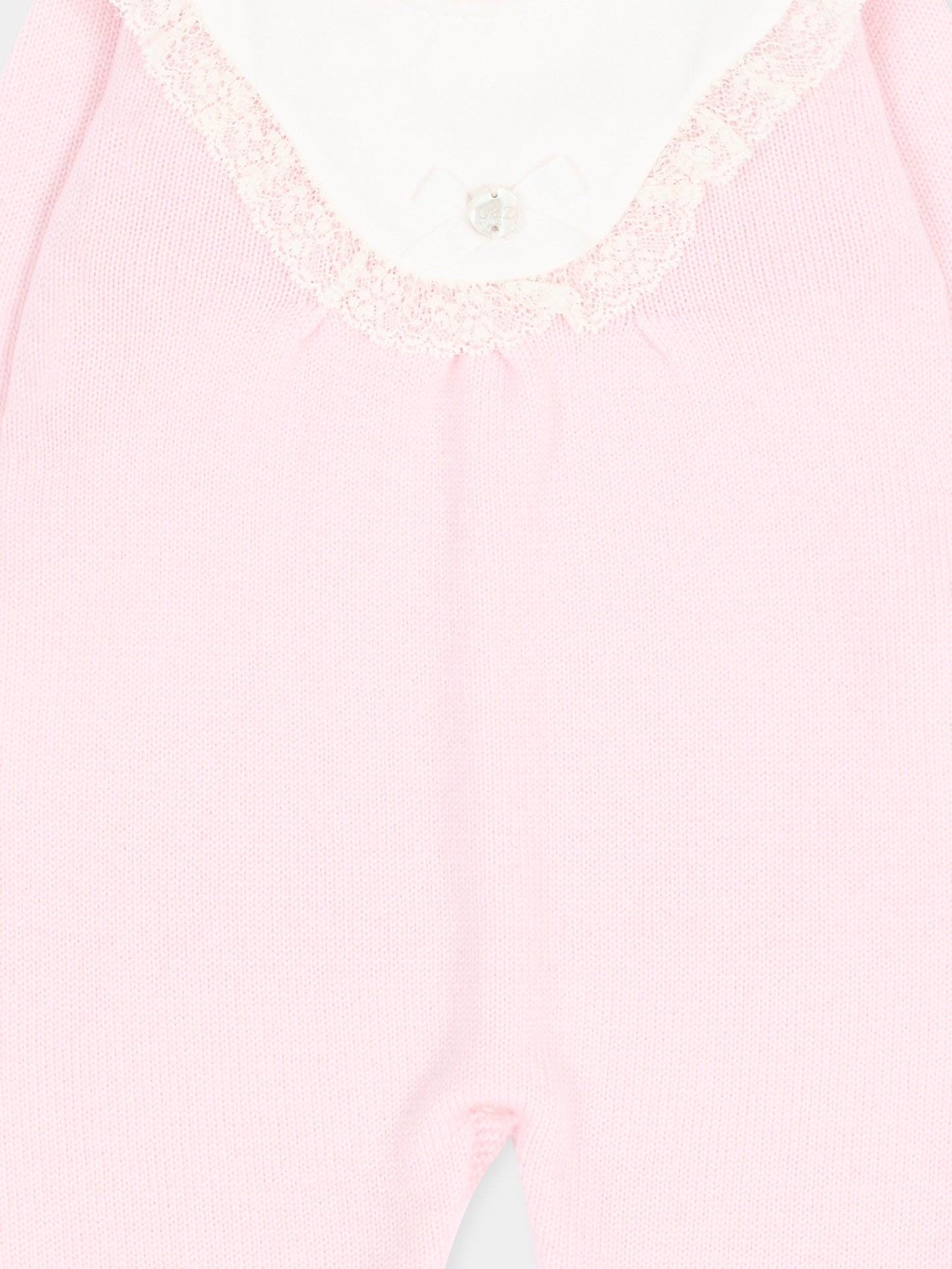 Tutina rosa in maglia per neonata con colletto,Paz Rodríguez,005 114214 3060 H56