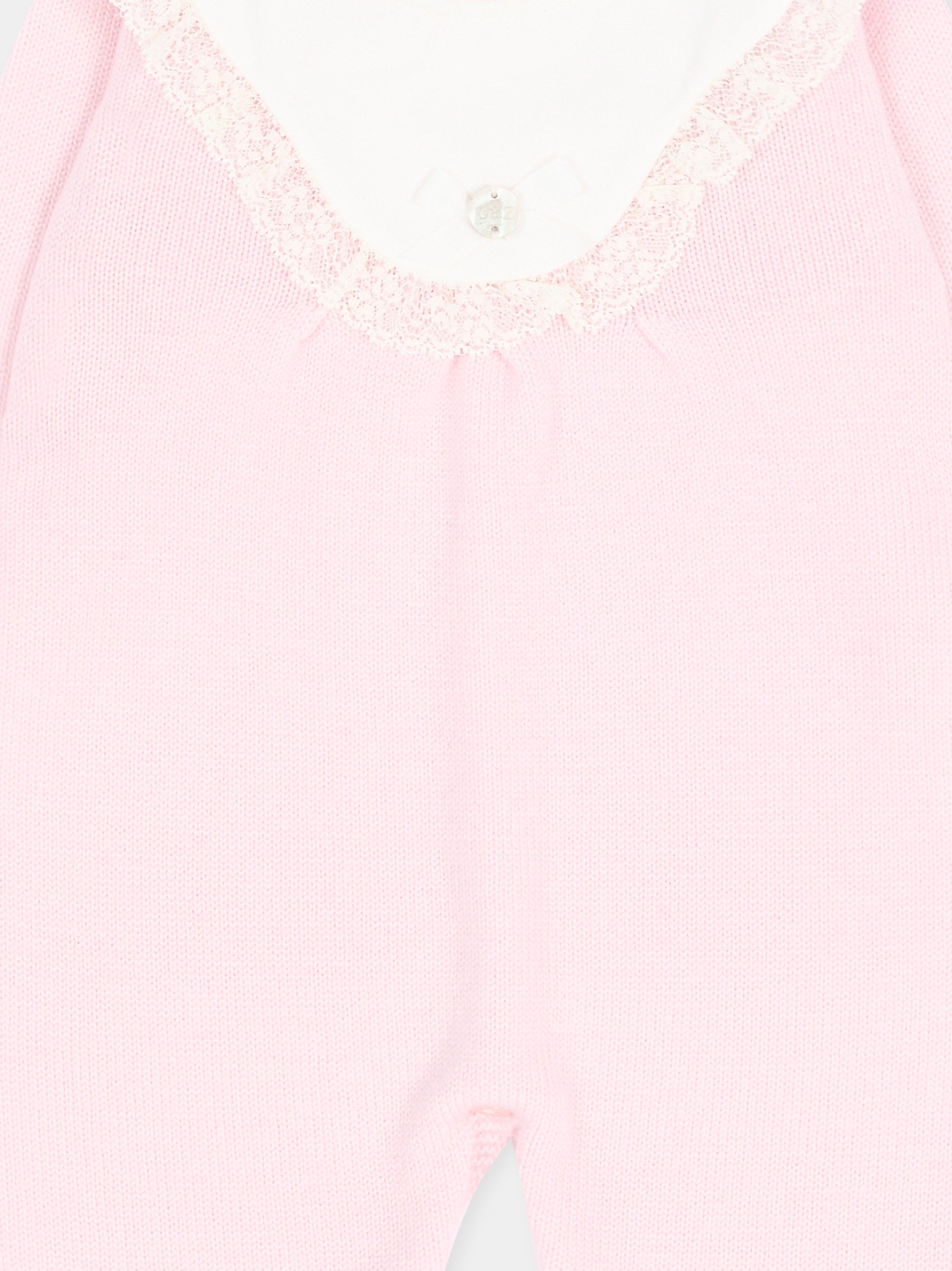 Tutina rosa in maglia per neonata con colletto,Paz Rodríguez,005 114214 3060 H56