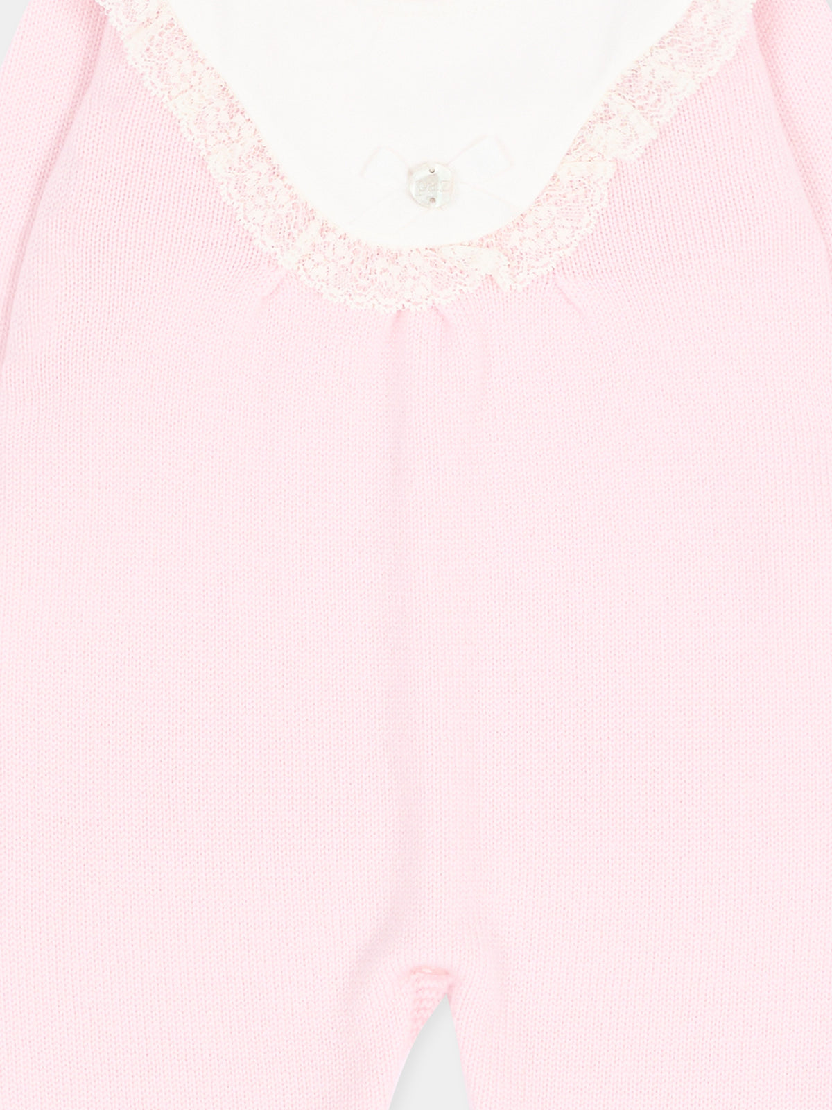Tutina rosa in maglia per neonata con colletto,Paz Rodríguez,005 114214 3060 H56