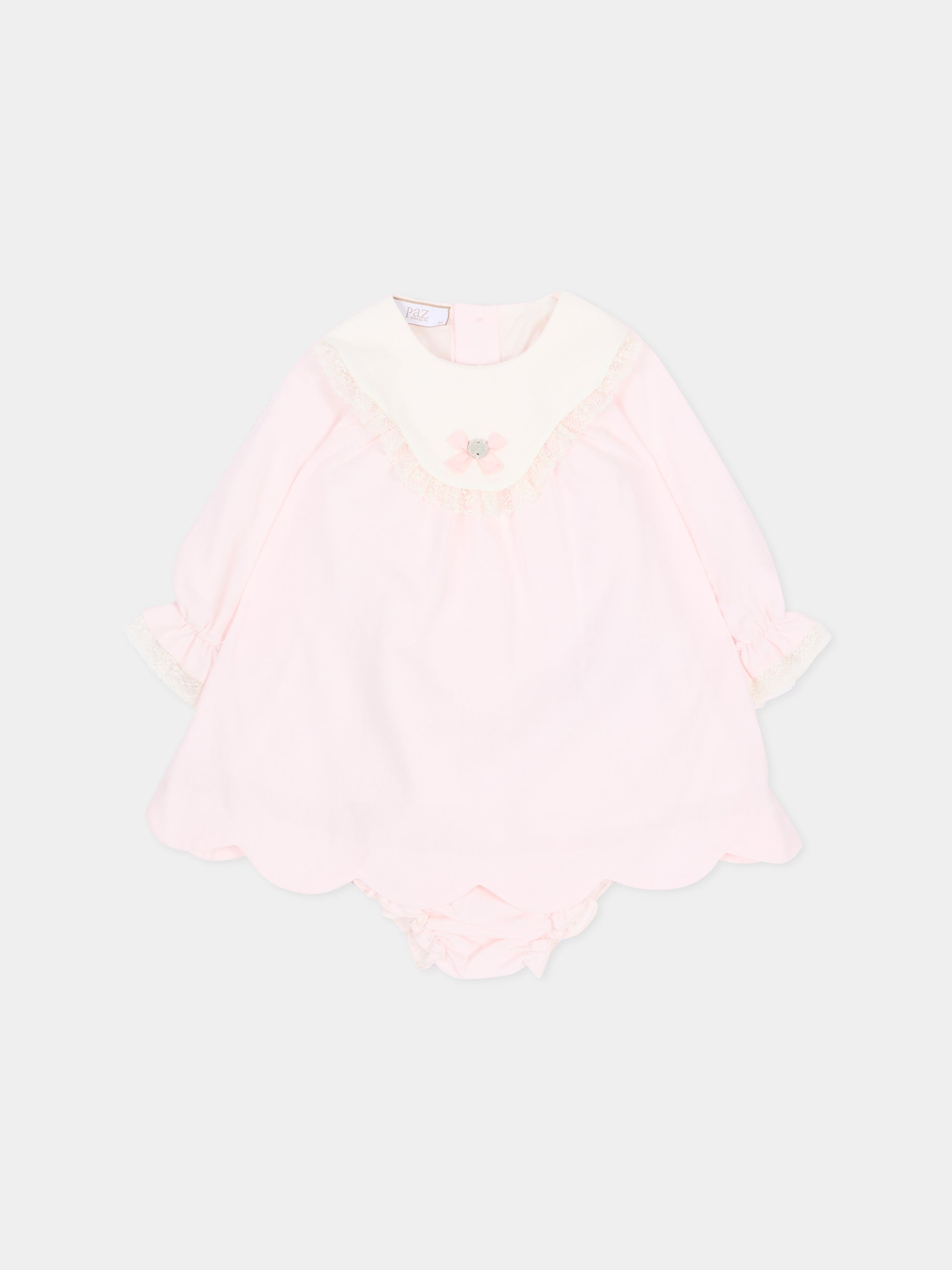 Abito elegante rosa per neonata con pizzo,Paz Rodríguez,104 154222 30 T2153