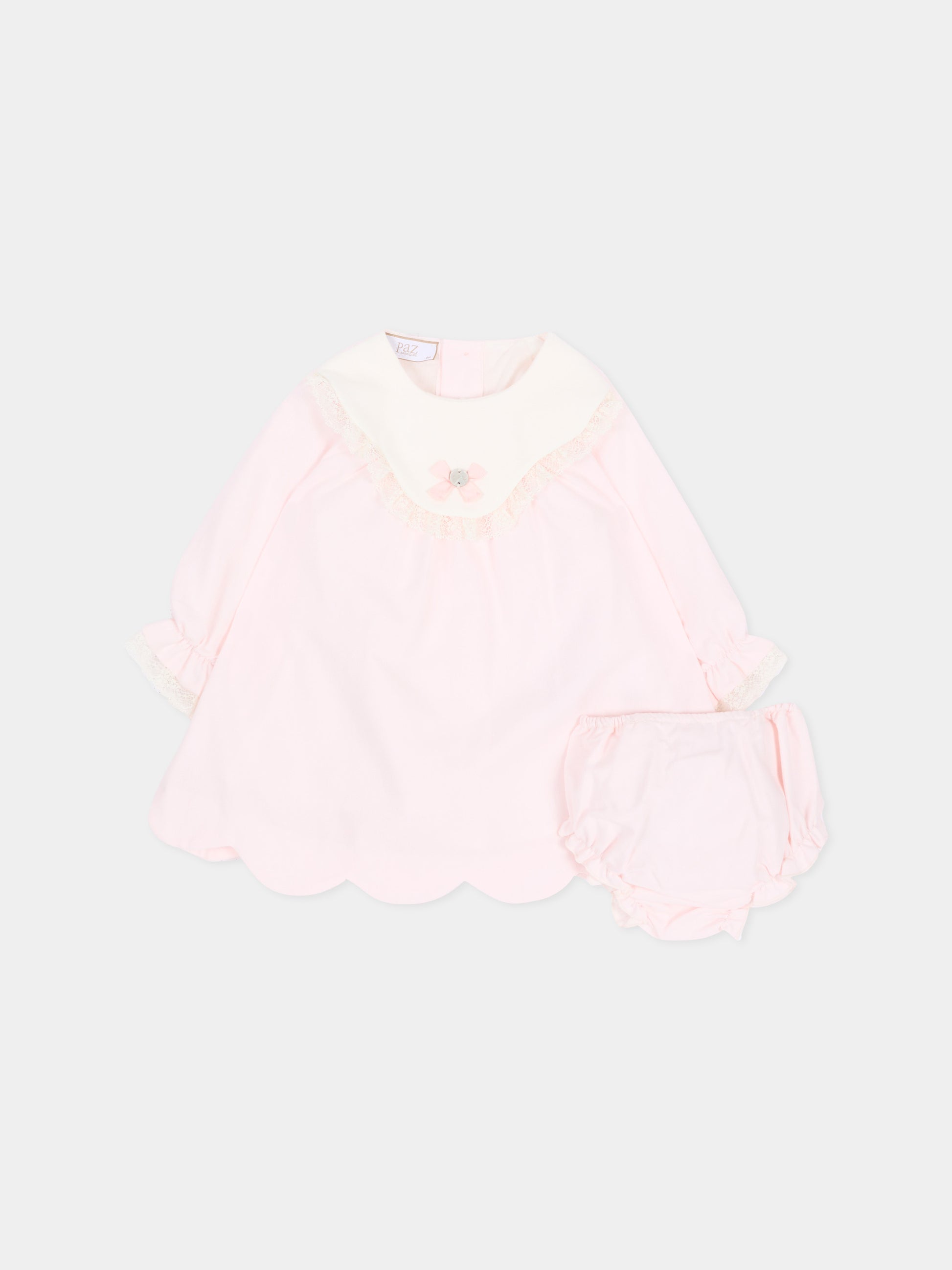 Abito elegante rosa per neonata con pizzo,Paz Rodríguez,104 154222 30 T2153