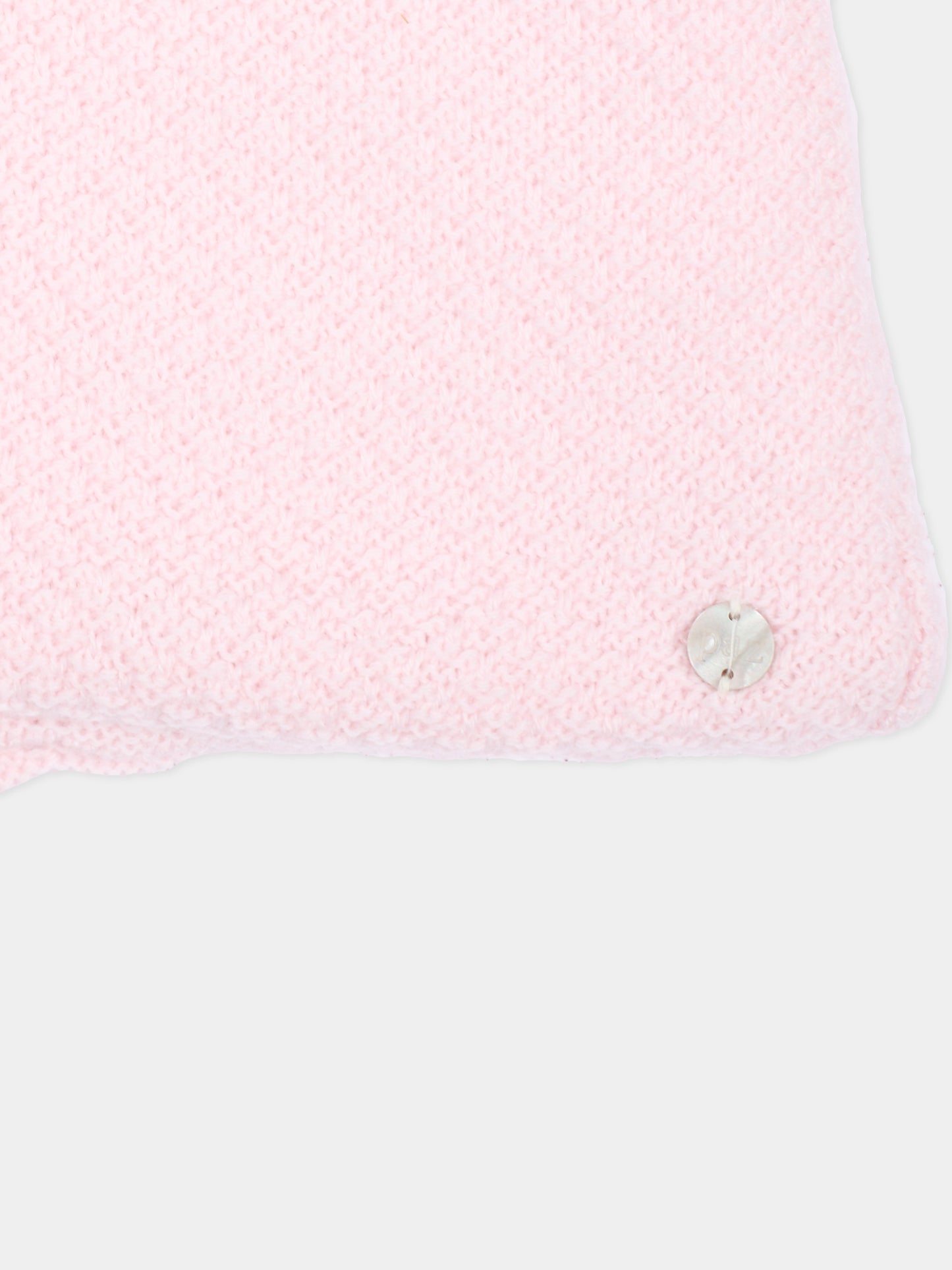 Cappotto rosa in maglia per neonata con collo,Paz Rodríguez,009 114145 30 H56