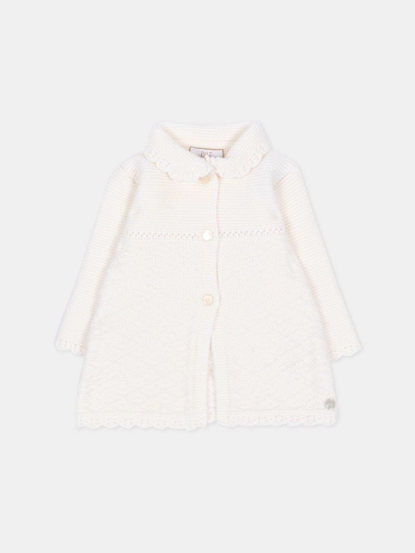 Cappotto avorio per neonata in maglia,Paz Rodríguez,009 114026 60 H56