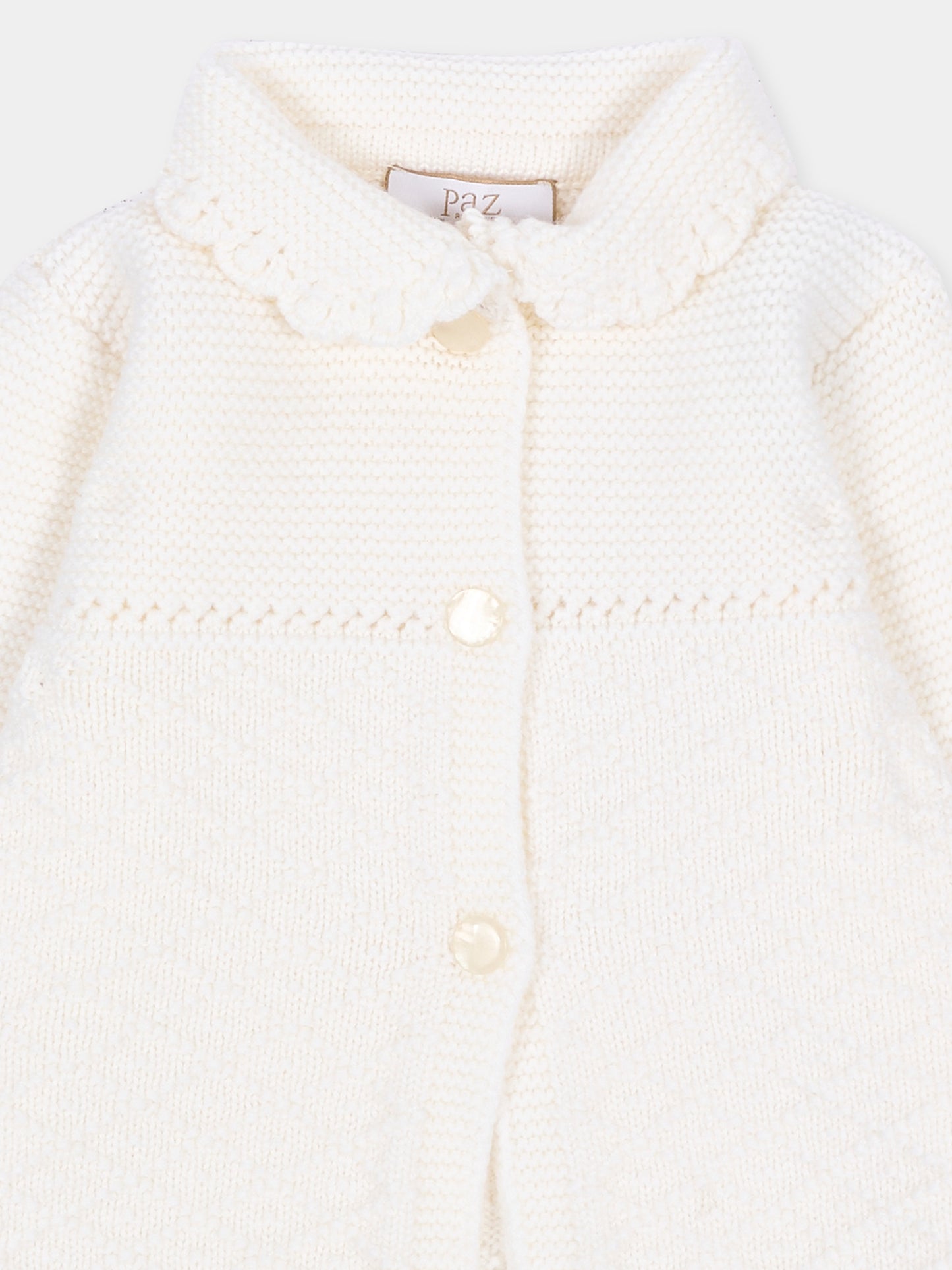 Cappotto avorio per neonata in maglia,Paz Rodríguez,009 114026 60 H56