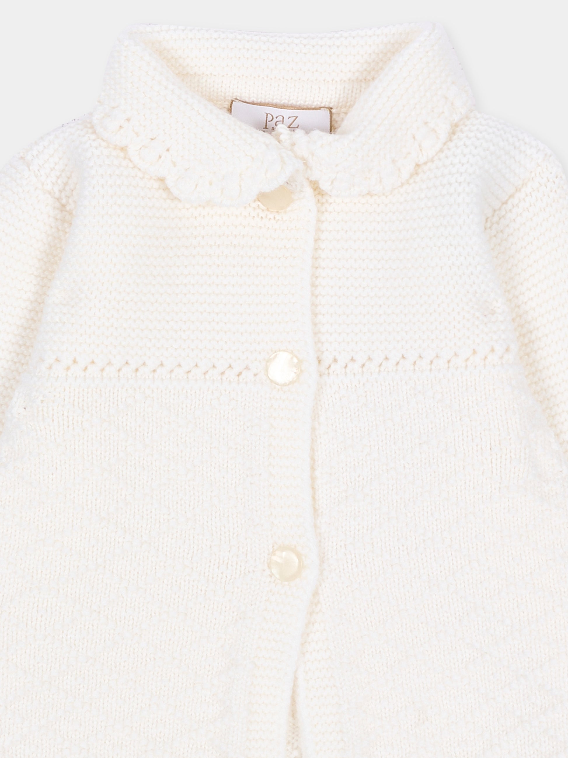 Cappotto avorio per neonata in maglia,Paz Rodríguez,009 114026 60 H56
