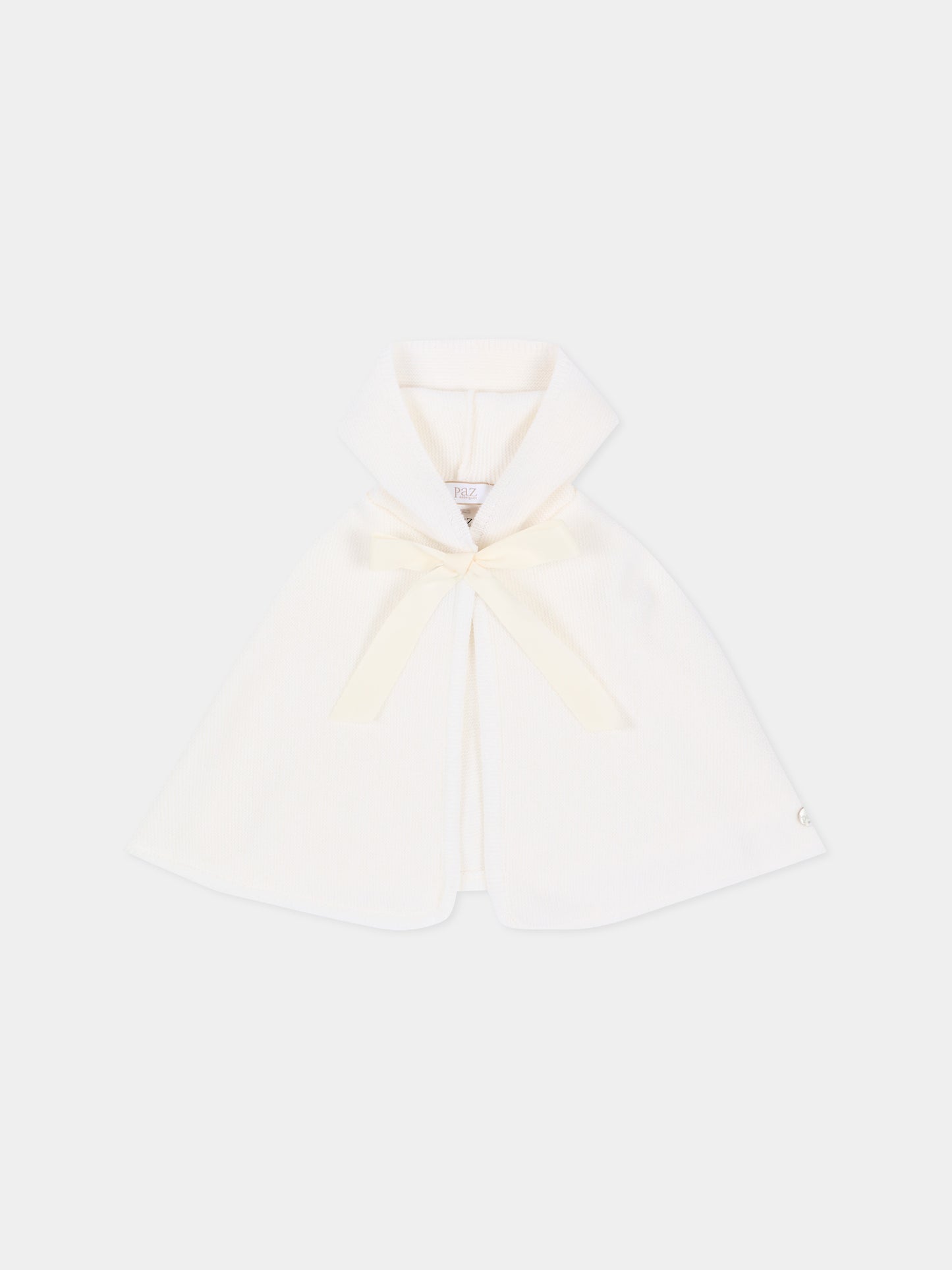 Cappa avorio in maglia per neonata con fiocco,Paz Rodríguez,019 111855 60 H56