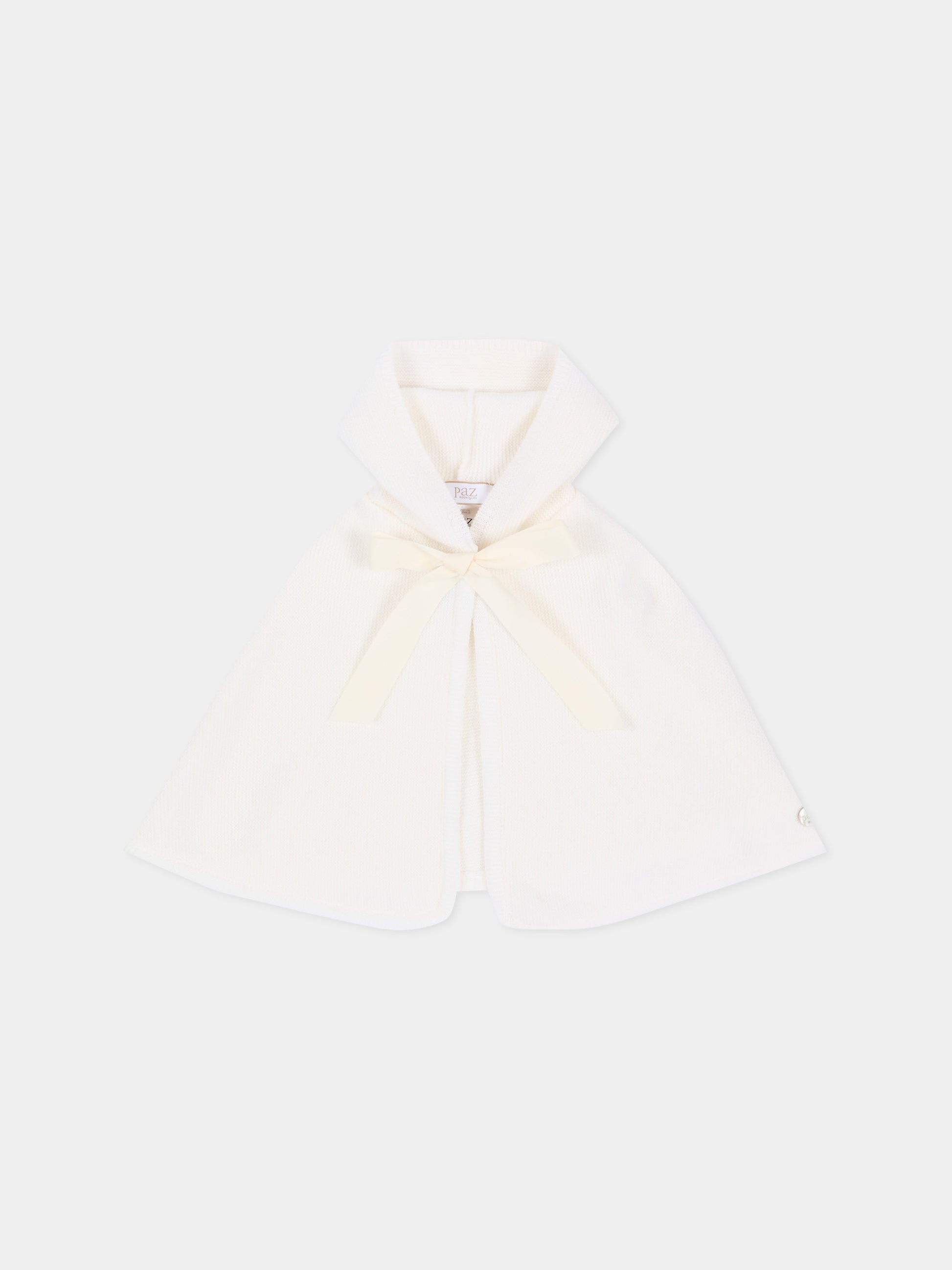 Cappa avorio in maglia per neonata con fiocco,Paz Rodríguez,019 111855 60 H56