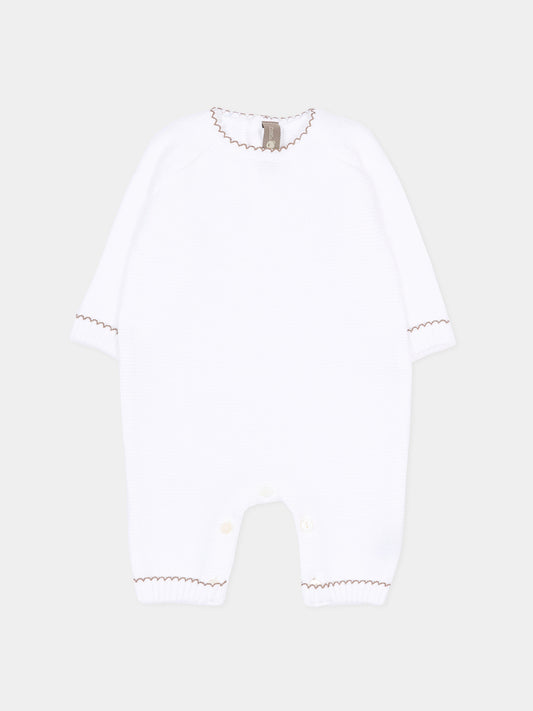 Tutina bianca per neonati in maglia,Little Bear,3103 BCO/CACAO