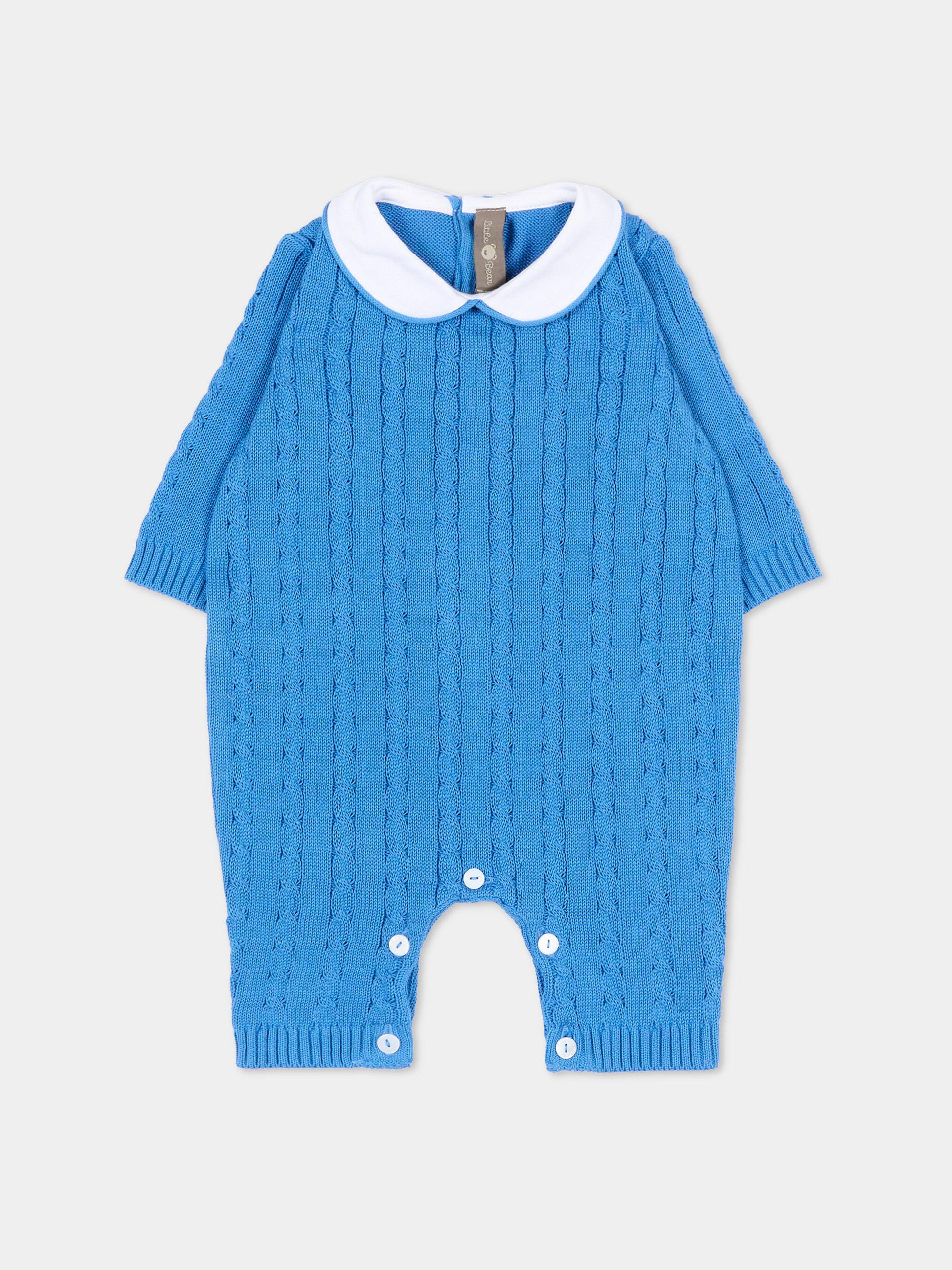 Tutina azzurra per neonato a trecce,Little Bear,3108 AZZURRO