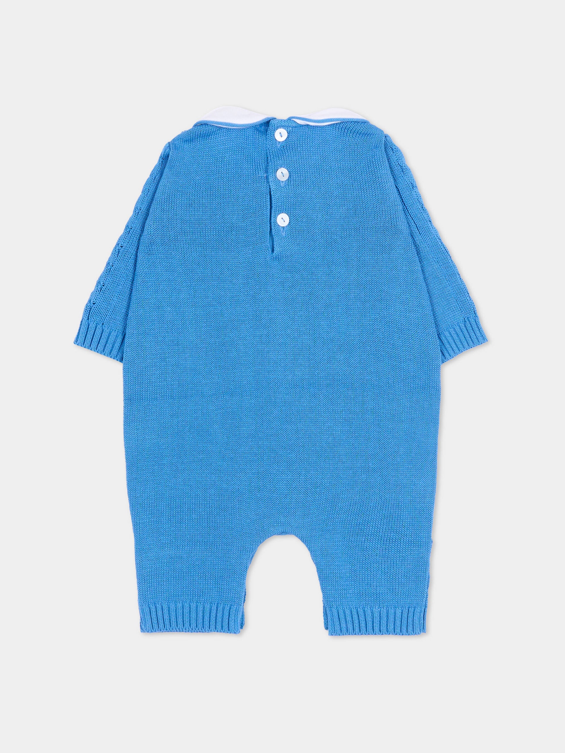 Tutina azzurra per neonato a trecce,Little Bear,3108 AZZURRO